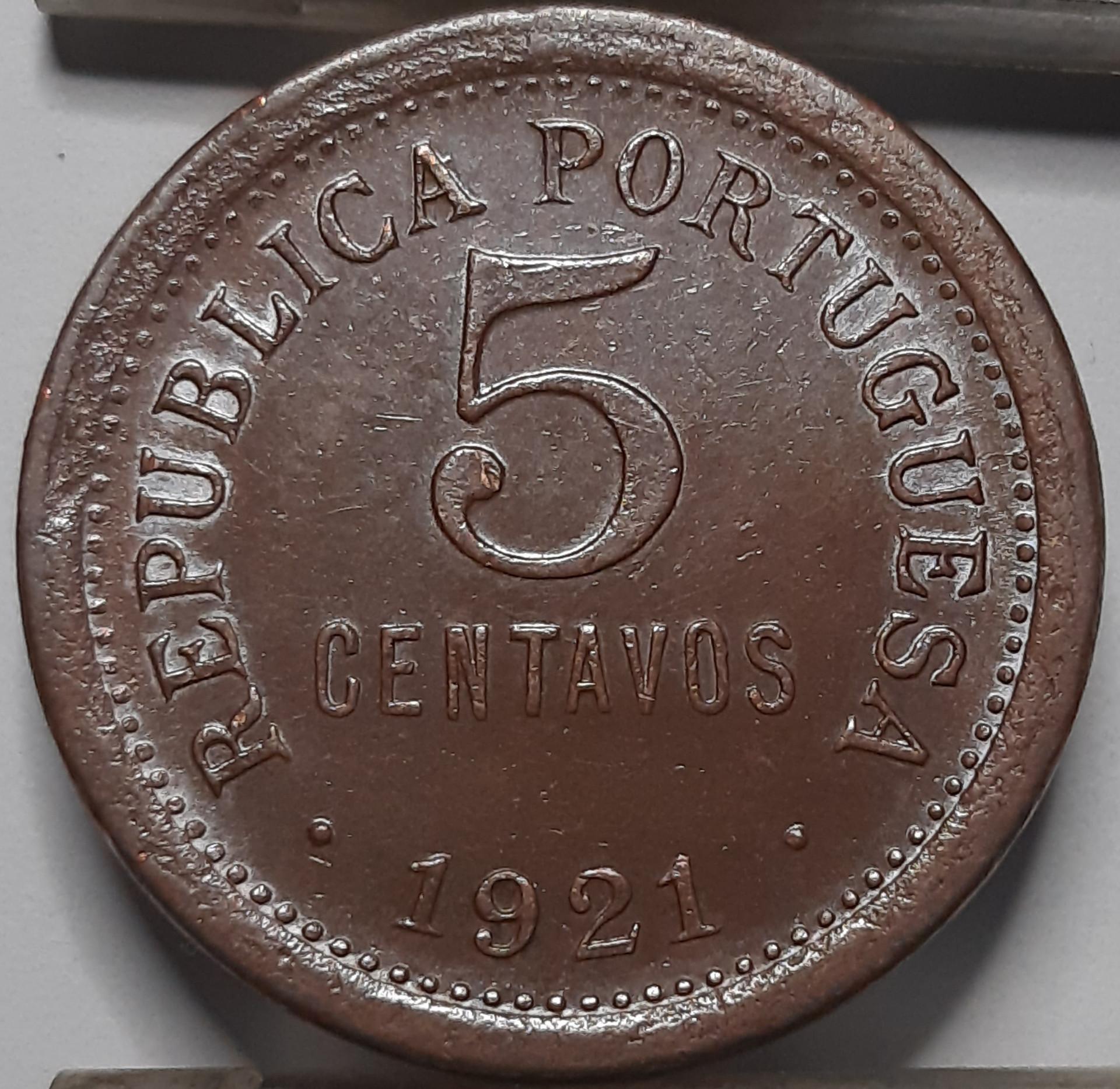 Portugalija 5 Sentavai 1921 KM#569 Bronza (4895) 