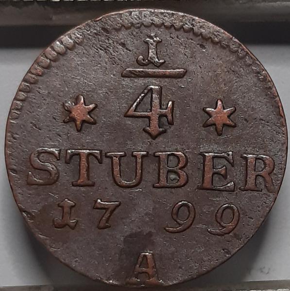 Prūsija 1/4 Stiuberio 1799 KM#272 (4977) 