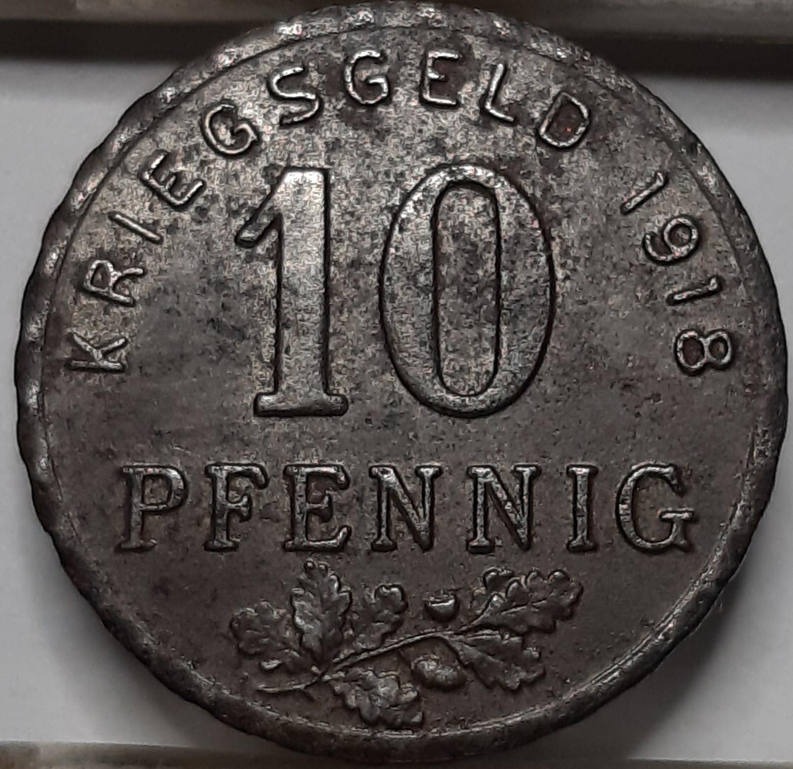 Prūsija 10 pfenigų 1918 N#11479 NOTGELD (4991) 