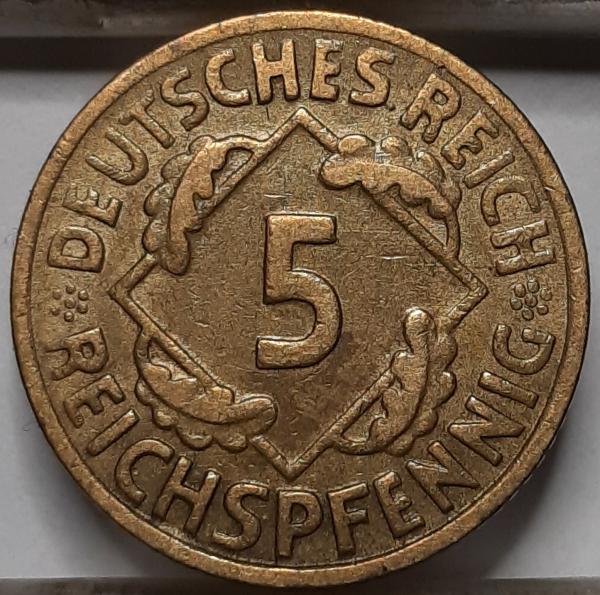 Vokietija 5 reichspfenigai 1925 G KM#39 (4998) 