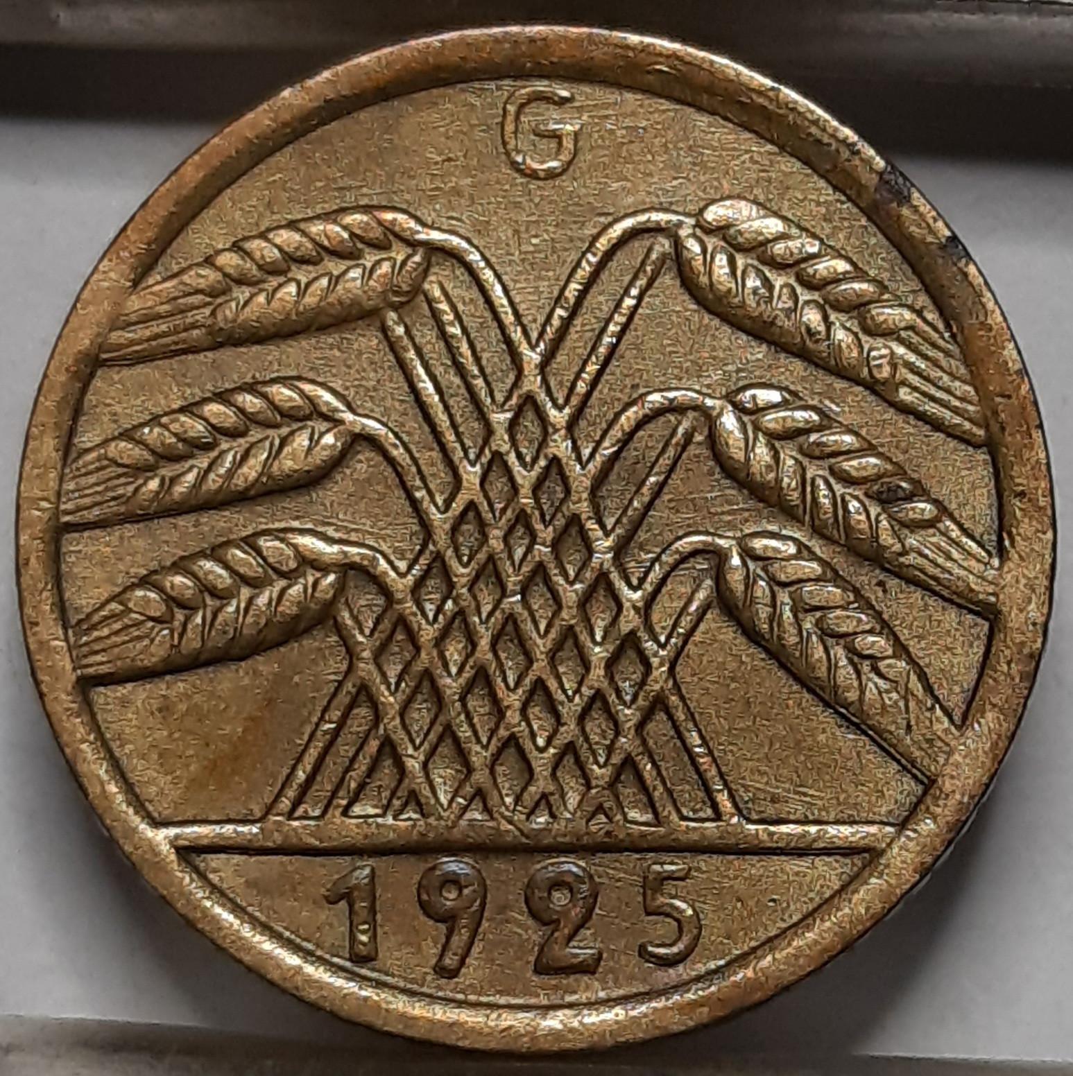 Vokietija 5 reichspfenigai 1925 G KM#39 (4998) 