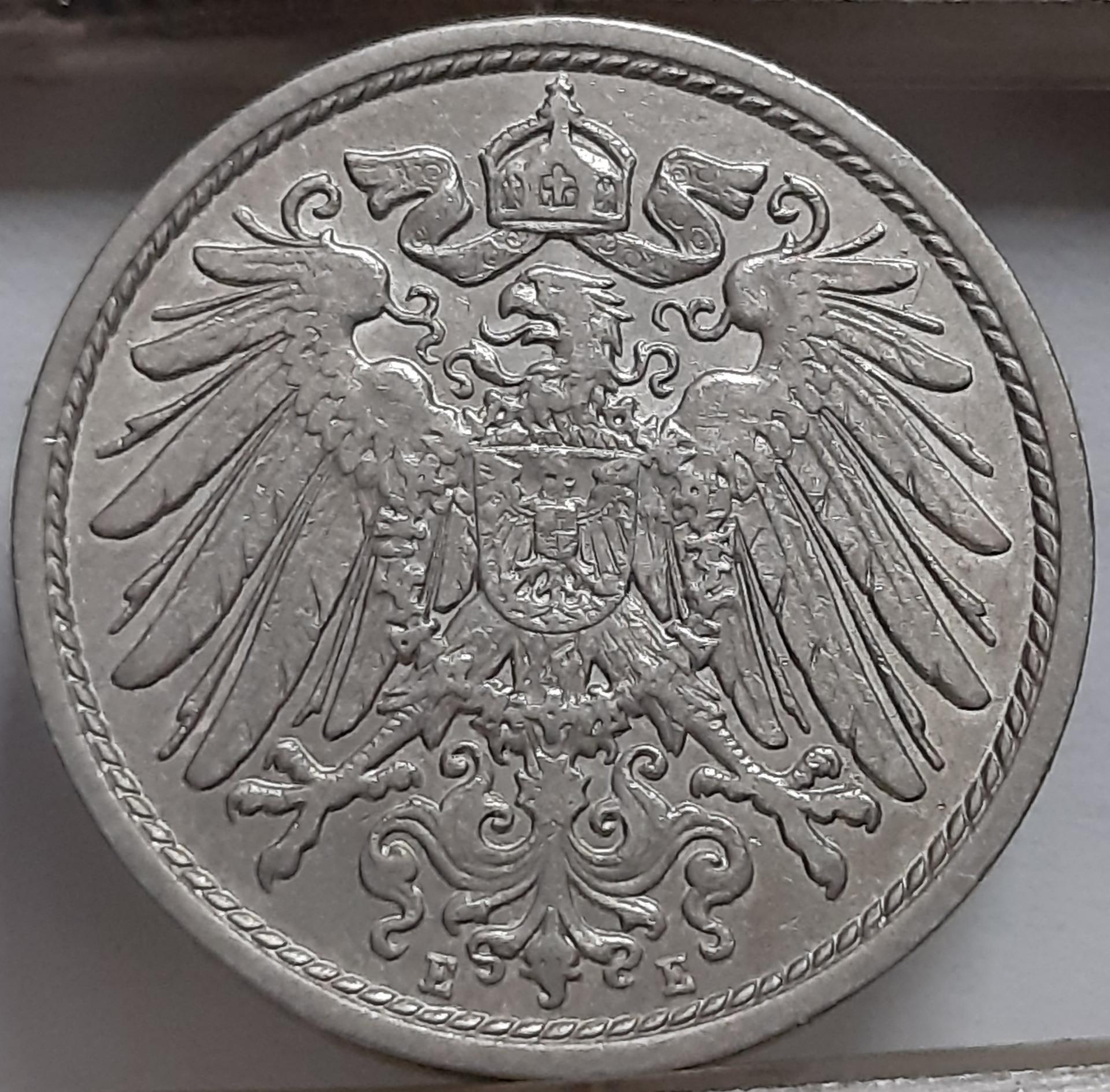 Vokietija 10 Pfenigų 1908 E KM#12 (5013) 