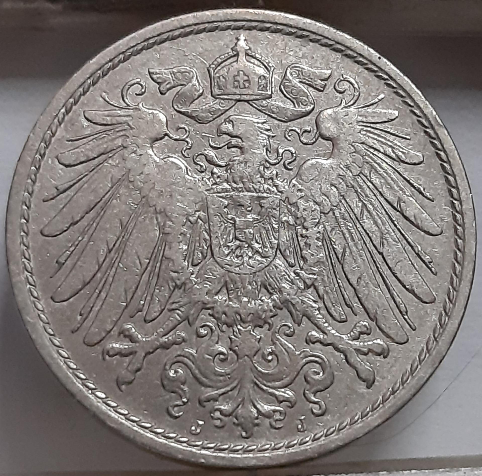 Vokietija 10 Pfenigų 1908 J KM#12 (5014) 