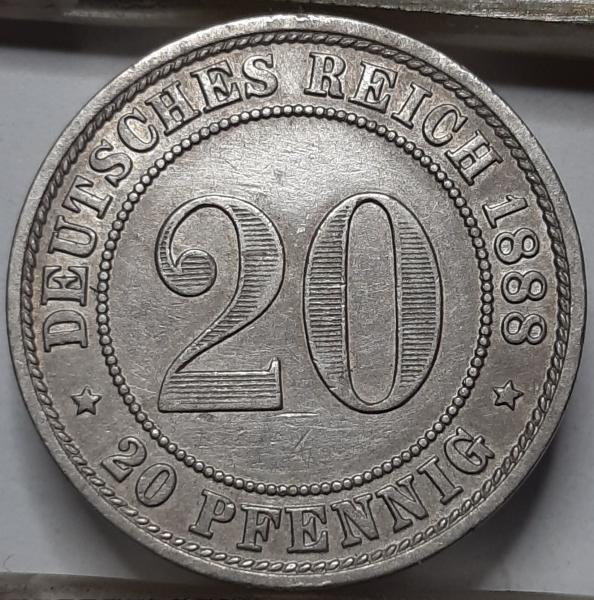 Vokietija 20 Pfenigų 1888 A KM#9 (5025) 