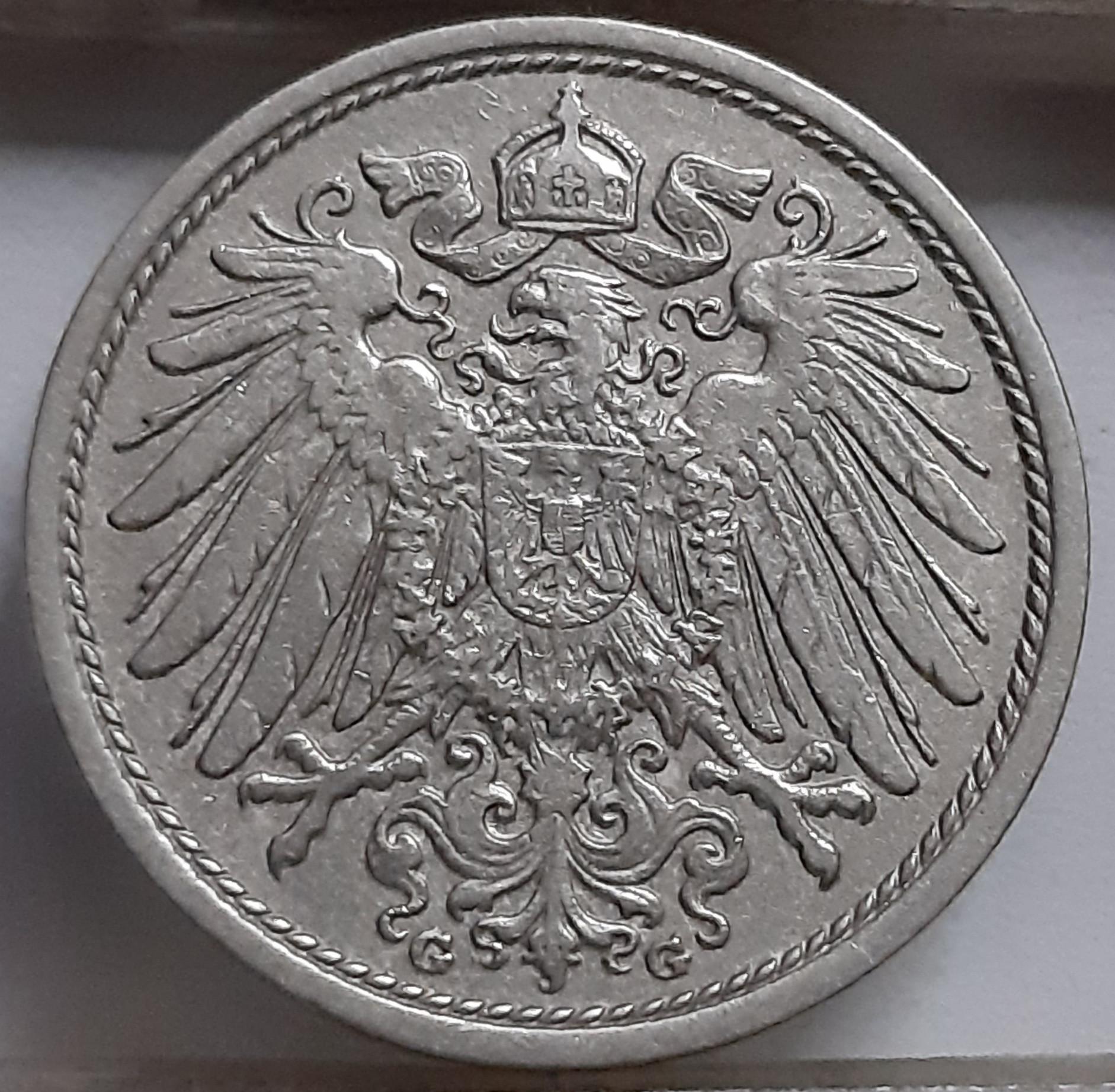 Vokietija 10 Pfenigų 1908 G KM#12 (5064)