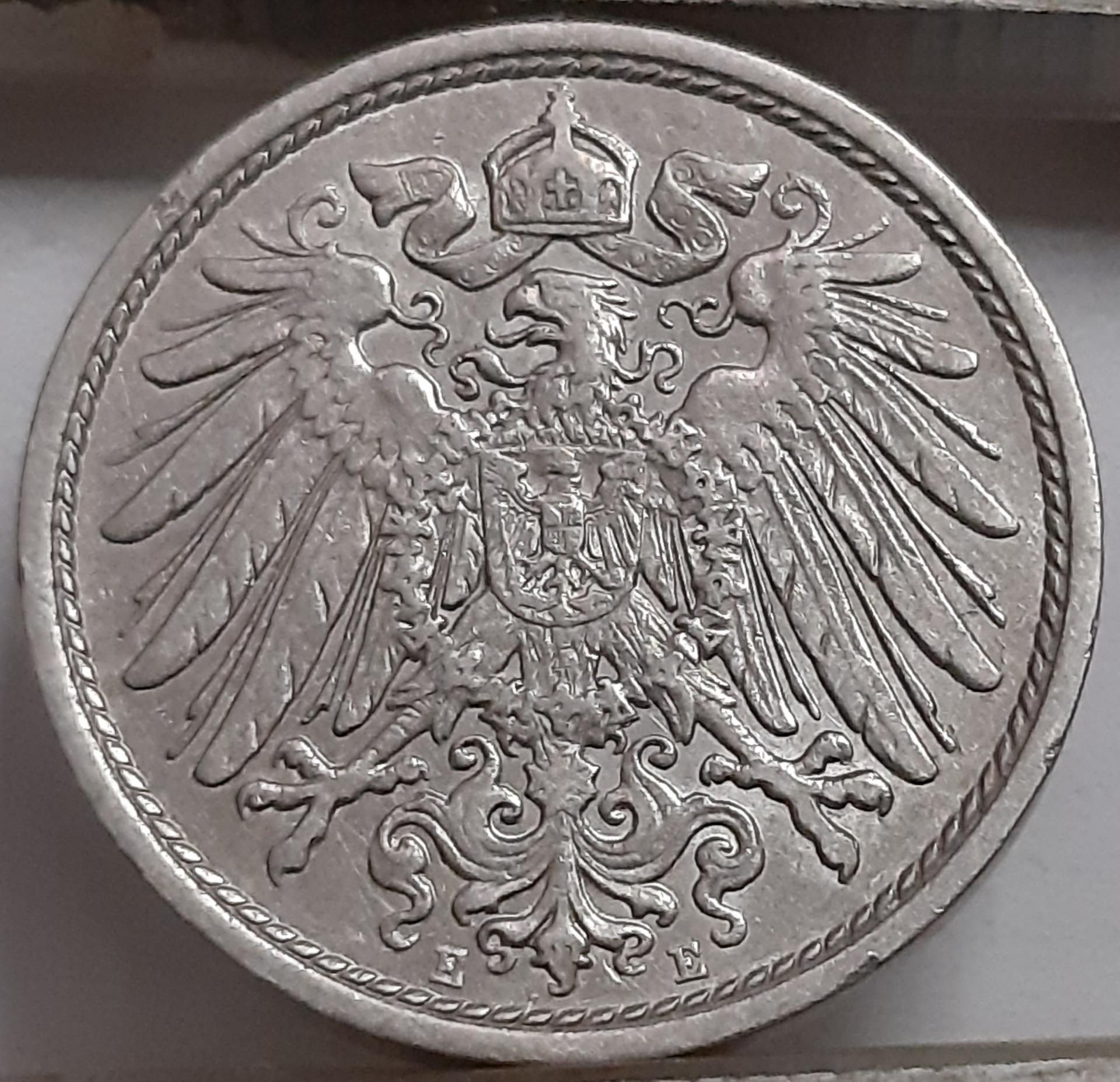 Vokietija 10 Pfenigų 1908 E KM#12 (5066) 