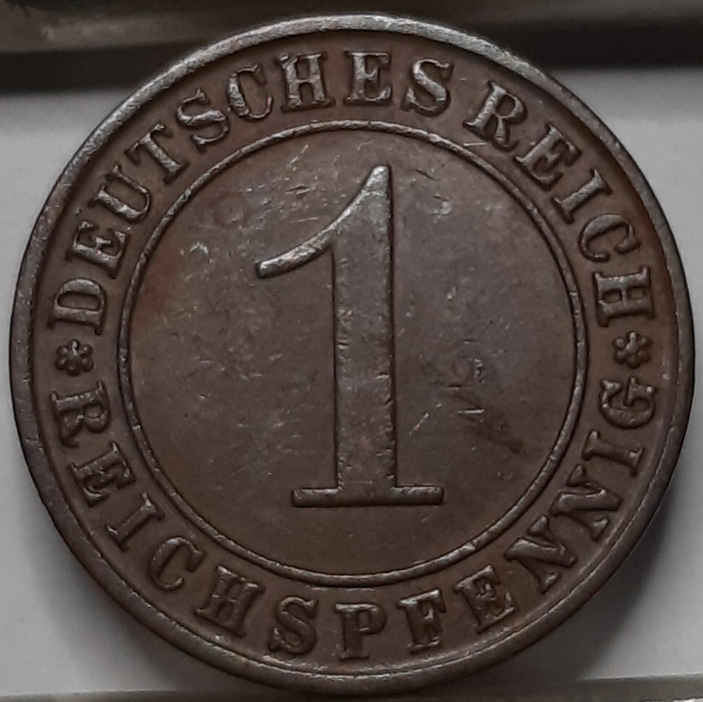 Vokietija 1 Reichspfenigas 1927 G KM#37 (4993)