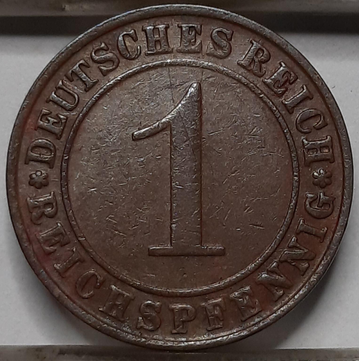 Vokietija 1 Reichspfenigas 1927 D KM#37 (4995) 