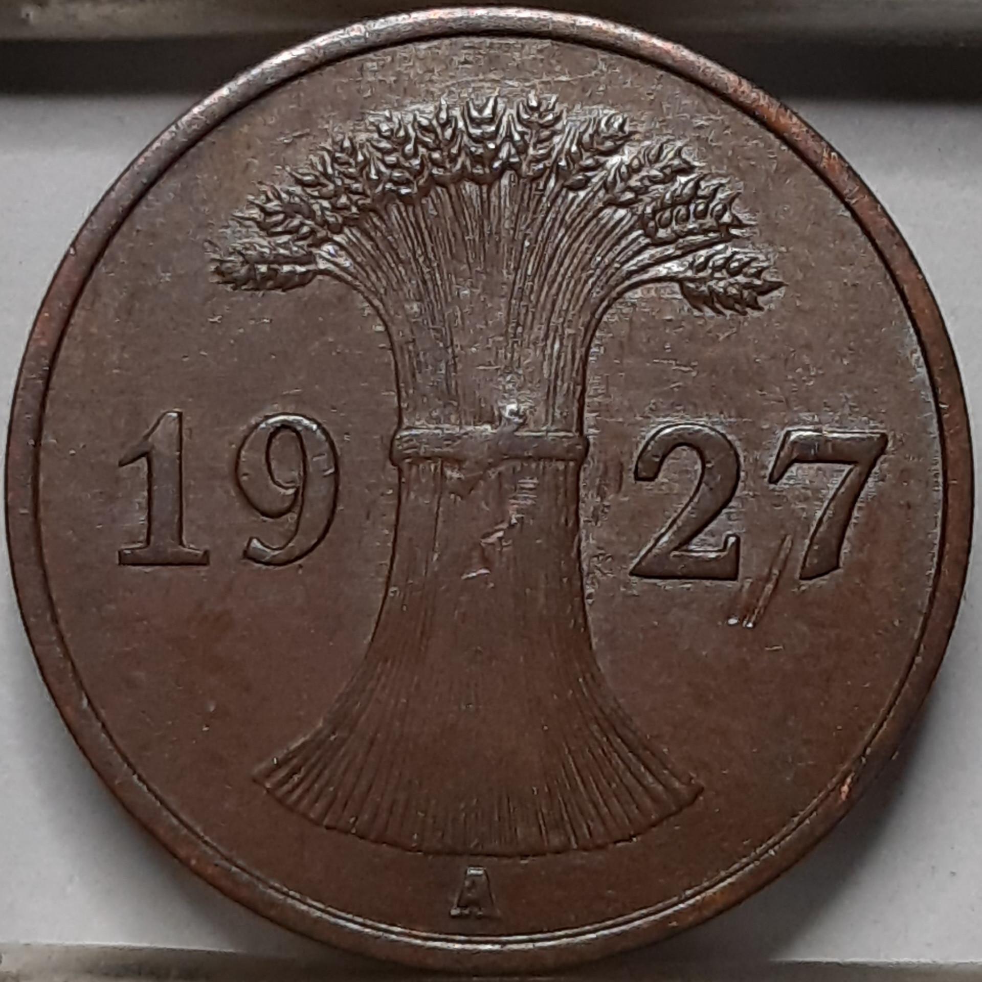 Vokietija 1 Reichspfenigas 1927 A KM#37 (4996)