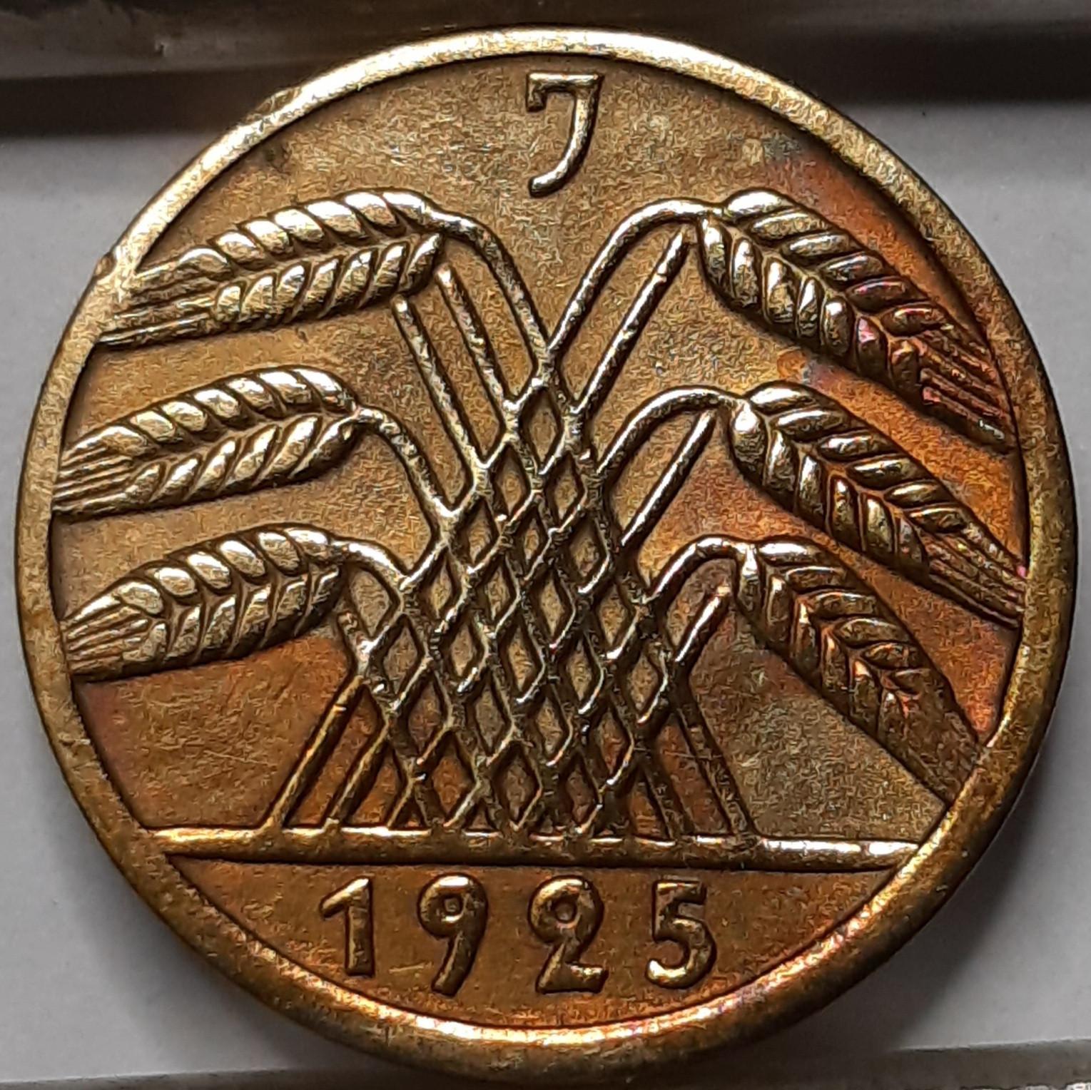 Vokietija 5 Reichspfenigai 1925 J KM#39 (4997) 