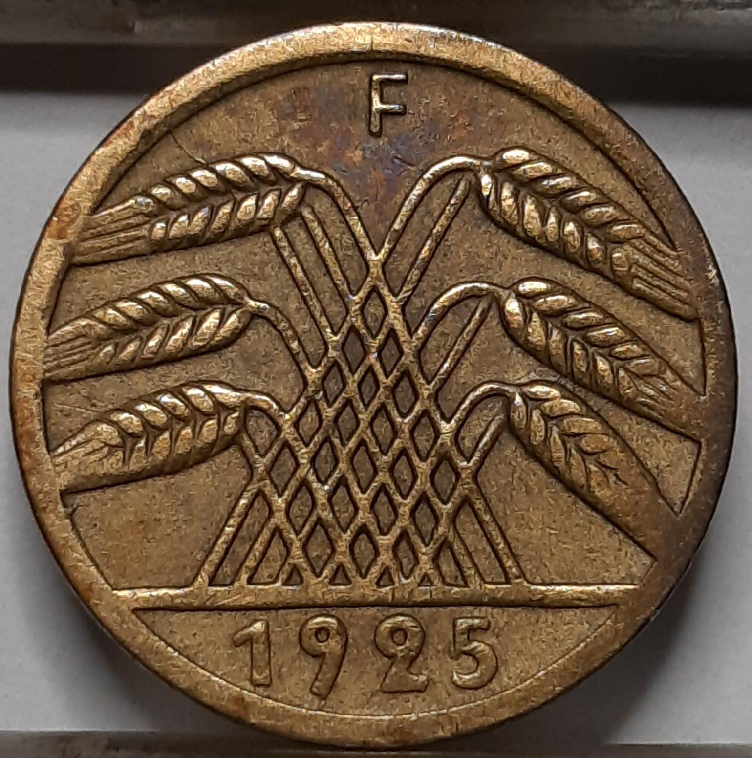 Vokietija 5 Reichspfenigai 1925 F KM#39 (4999) 