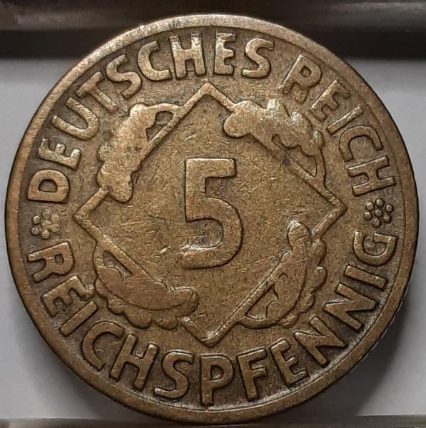 Vokietija 5 Reichspfenigai 1925 D KM#39 (5001) 