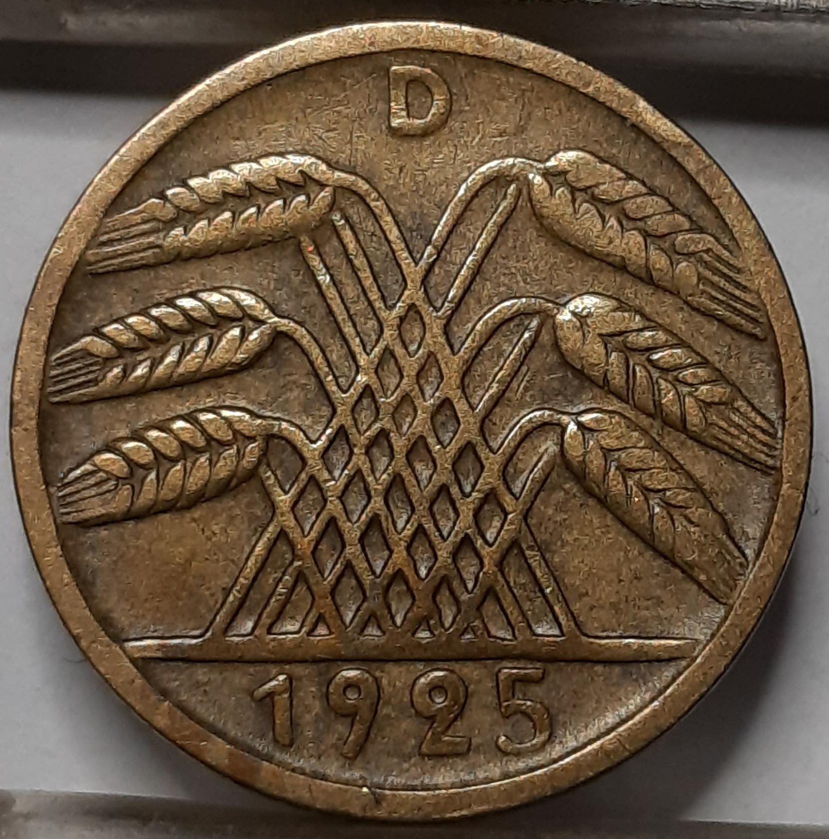 Vokietija 5 Reichspfenigai 1925 D KM#39 (5001) 