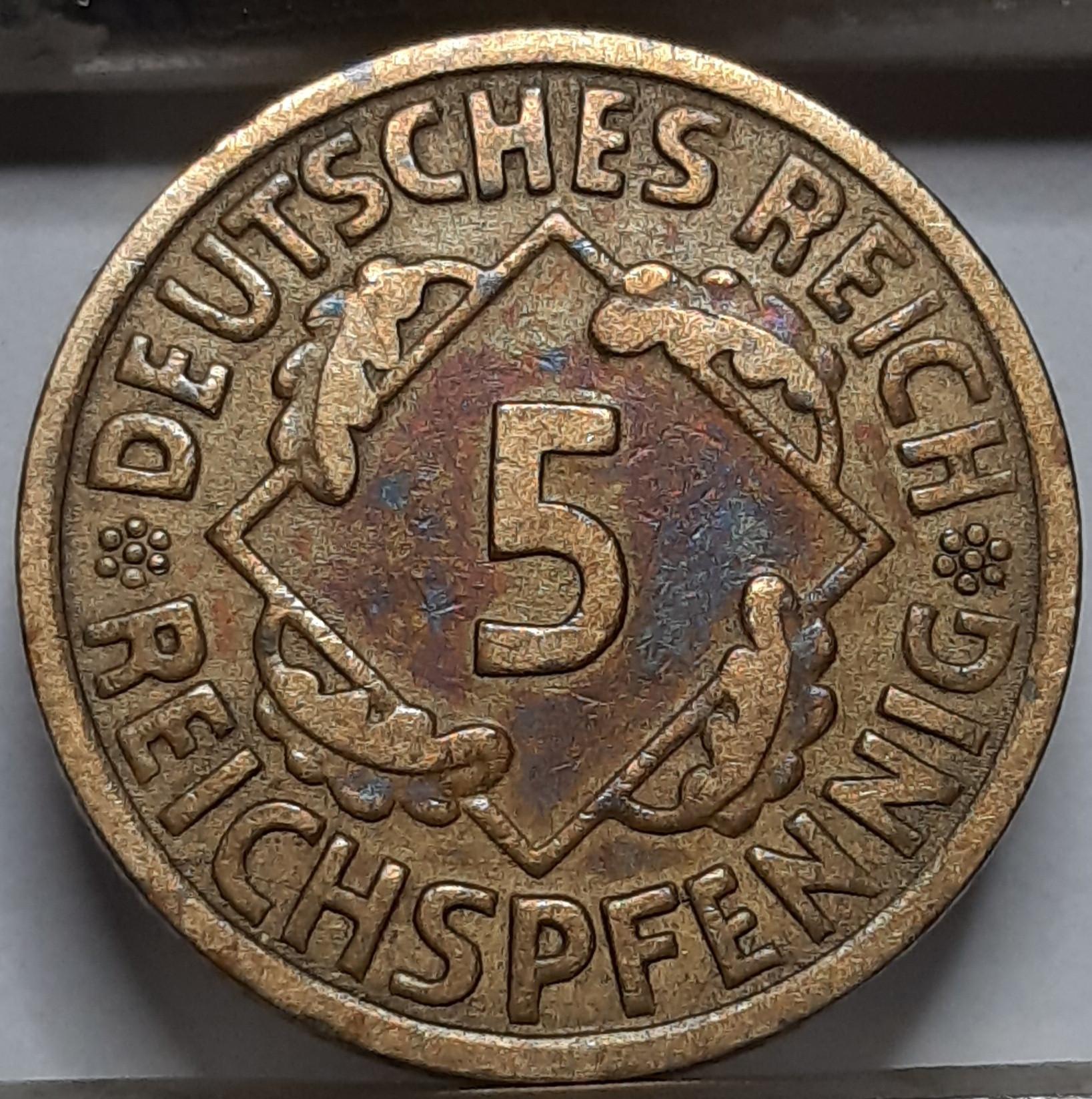 Vokietija 5 Reichspfenigai 1925 E KM#39 (5003) 