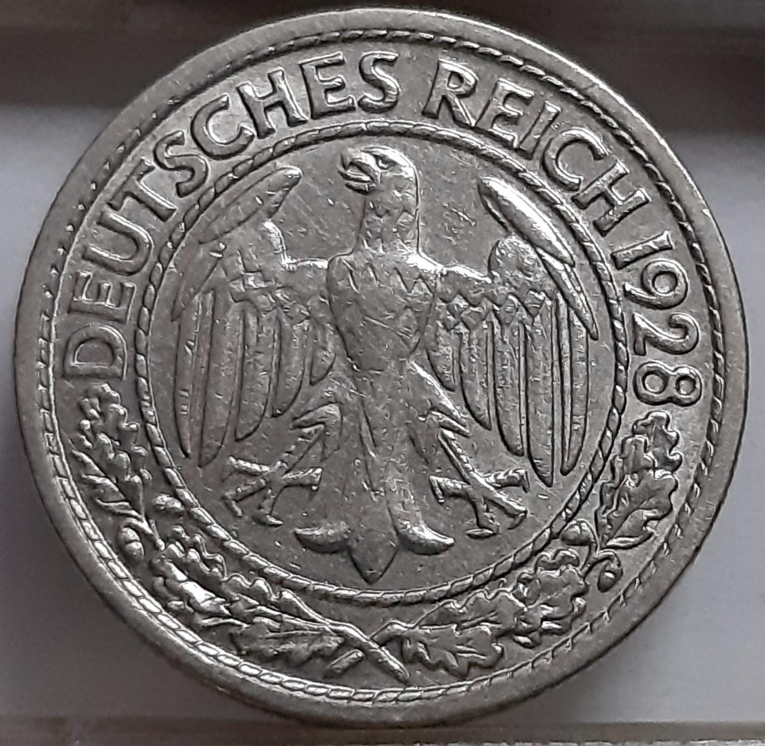 Vokietija 50 Reichspfenigų 1928 G KM#49 (5056)