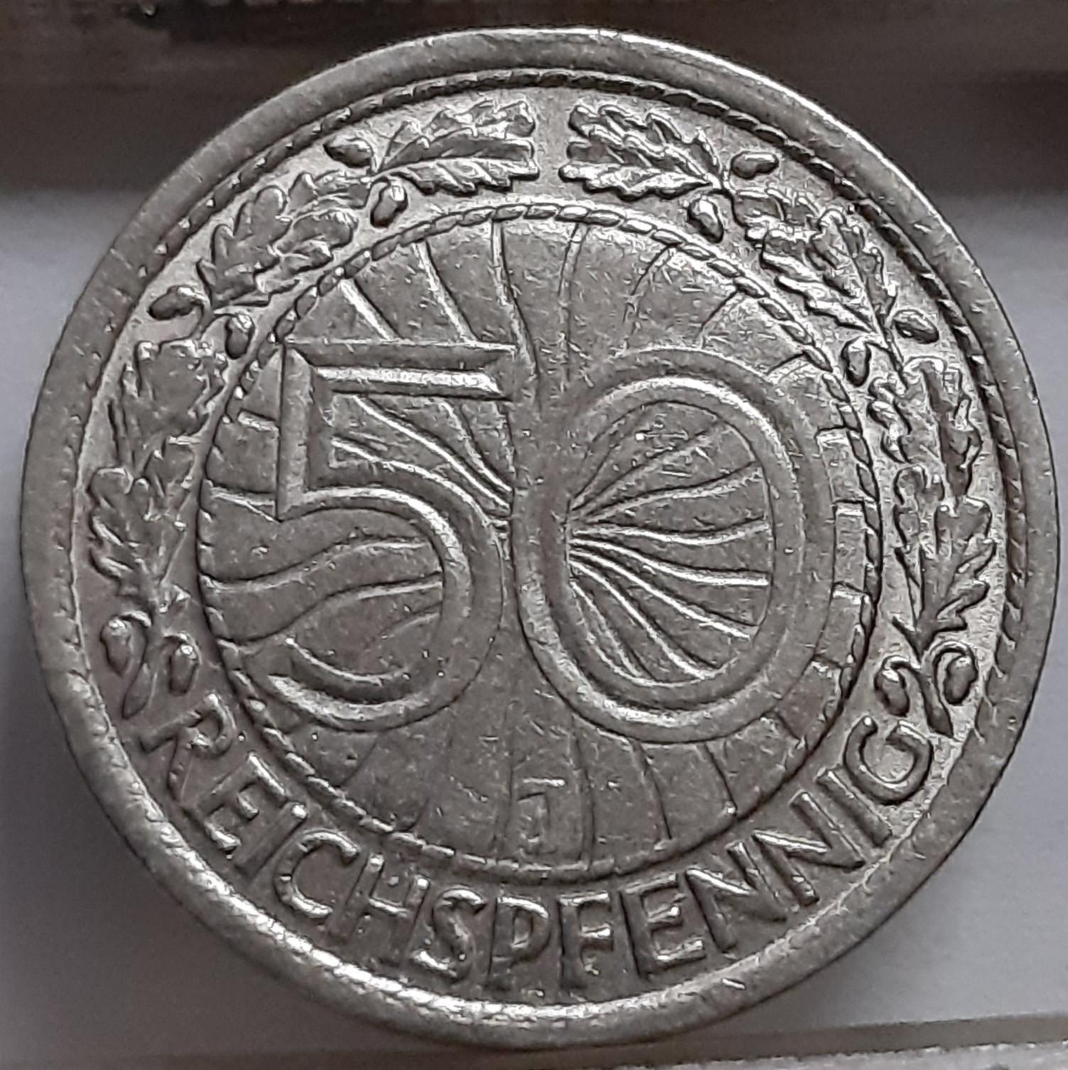 Vokietija 50 Reichspfenigų 1928 J KM#49 (5058)