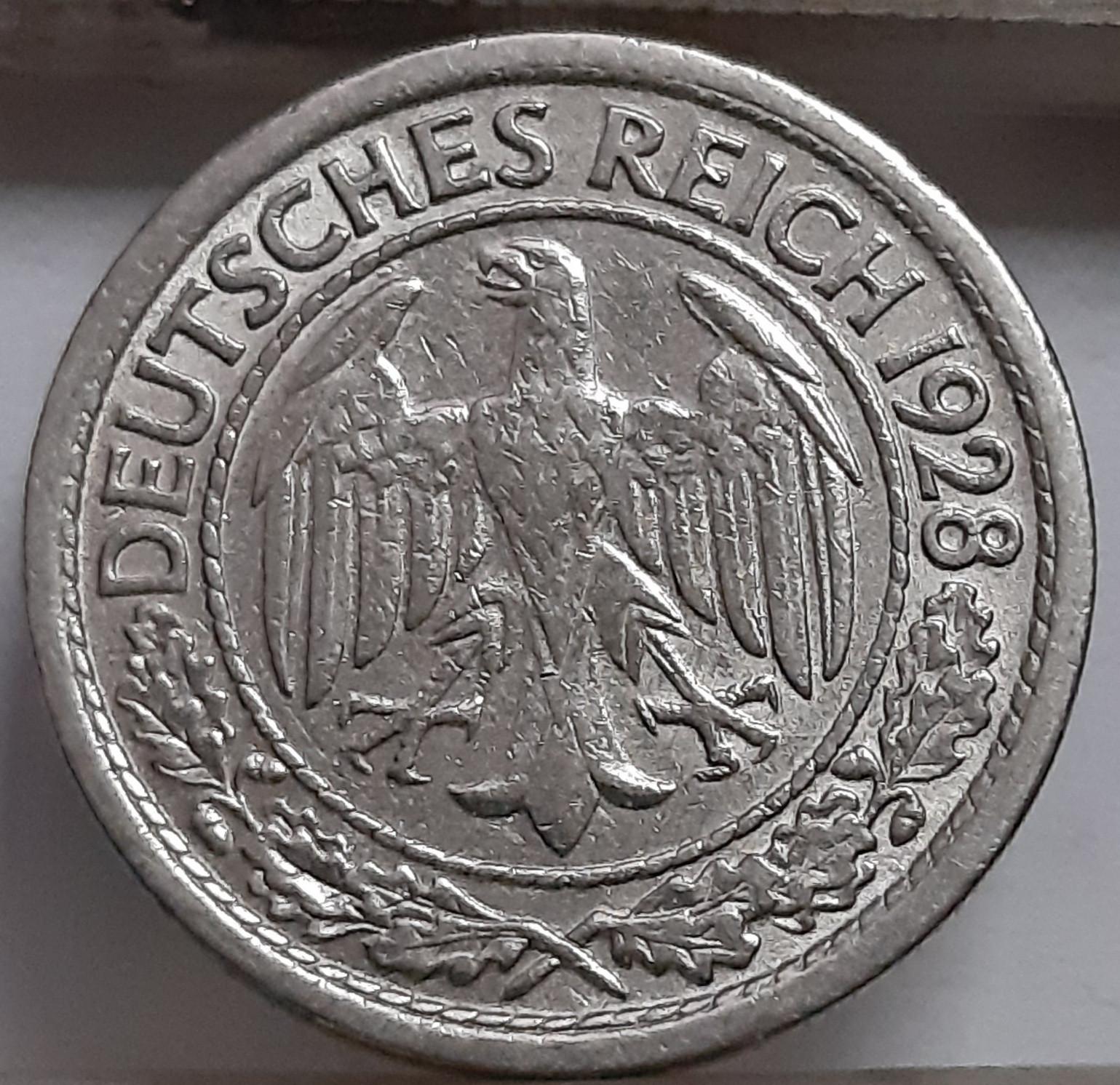 Vokietija 50 Reichspfenigų 1928 J KM#49 (5058)