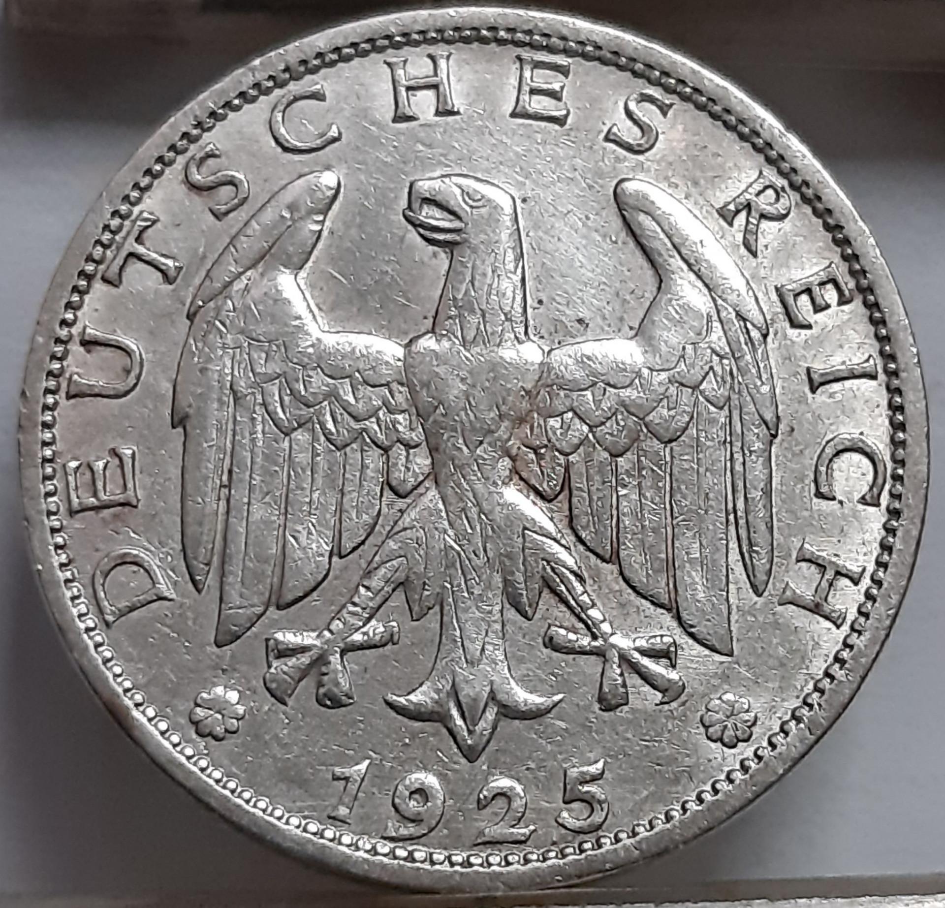 Vokietija 1 Reichsmarkė 1925 A KM#44 (5080)