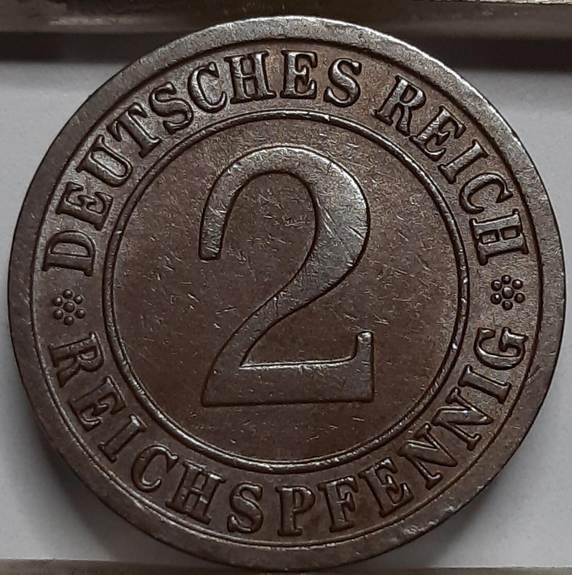 Vokietija 2 Reichspfenigai 1936 F KM#38 (5084) 