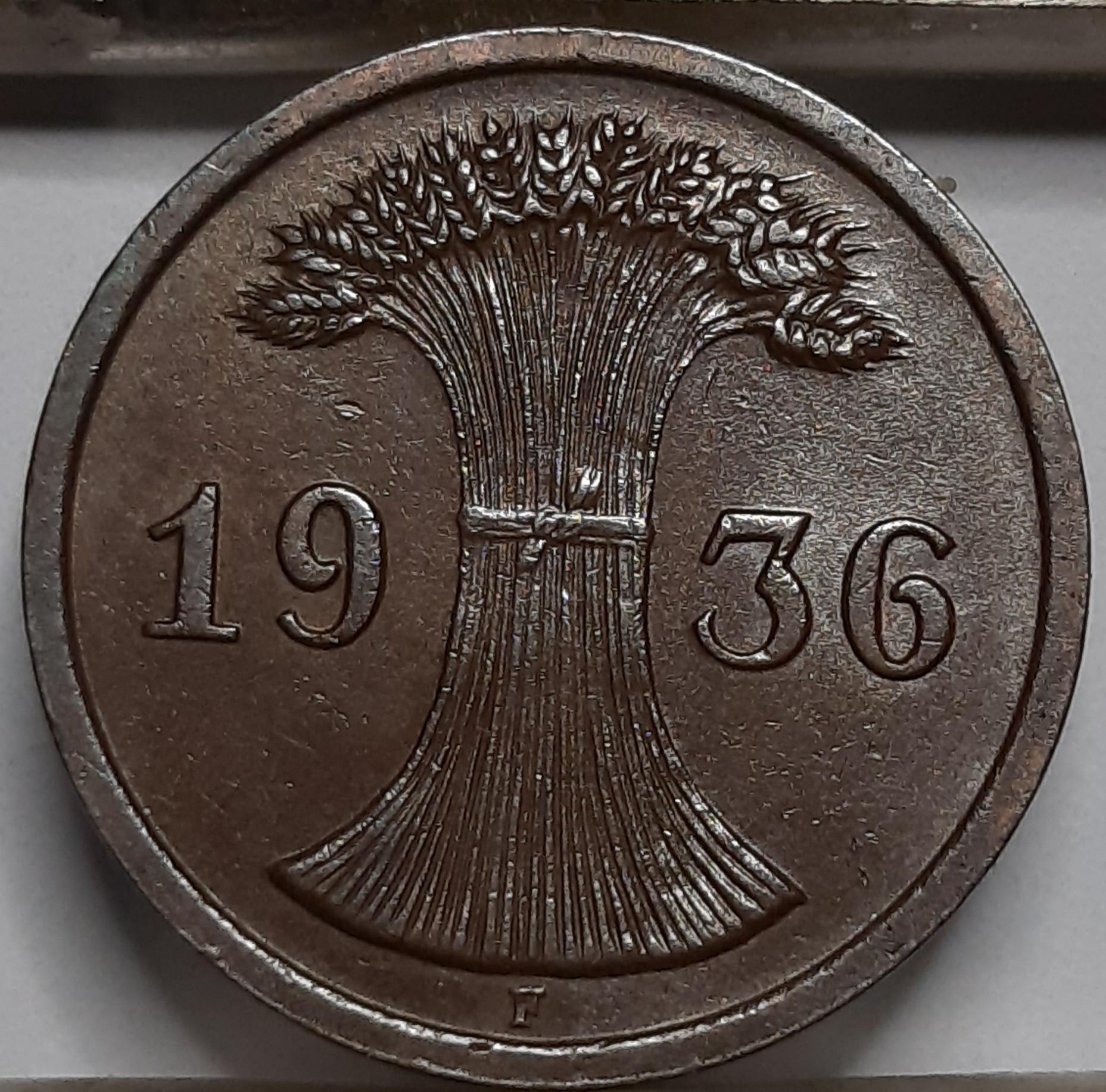 Vokietija 2 Reichspfenigai 1936 F KM#38 (5084) 