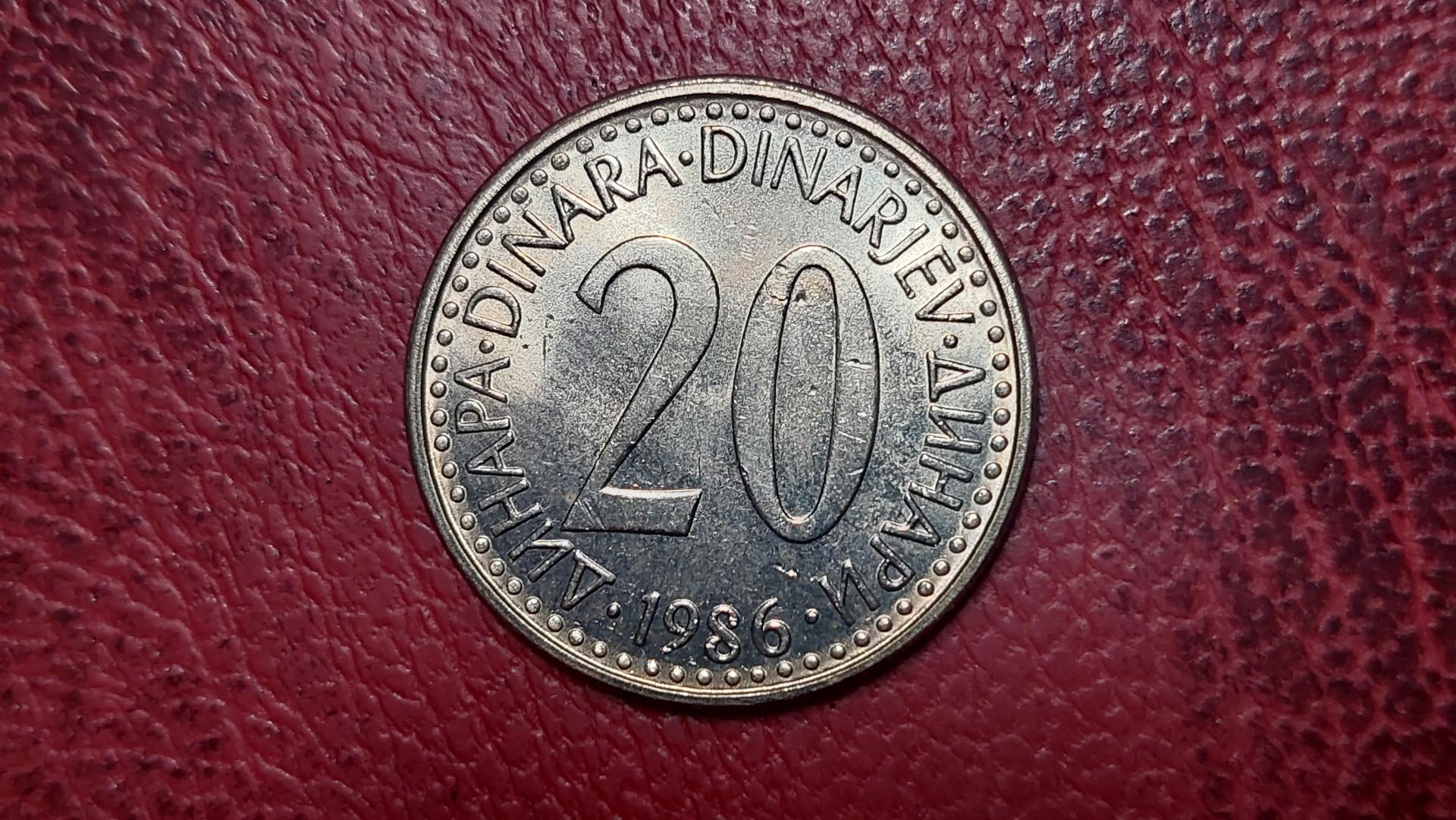 Jugoslavija 20 dinarų, 1986 KM# 112