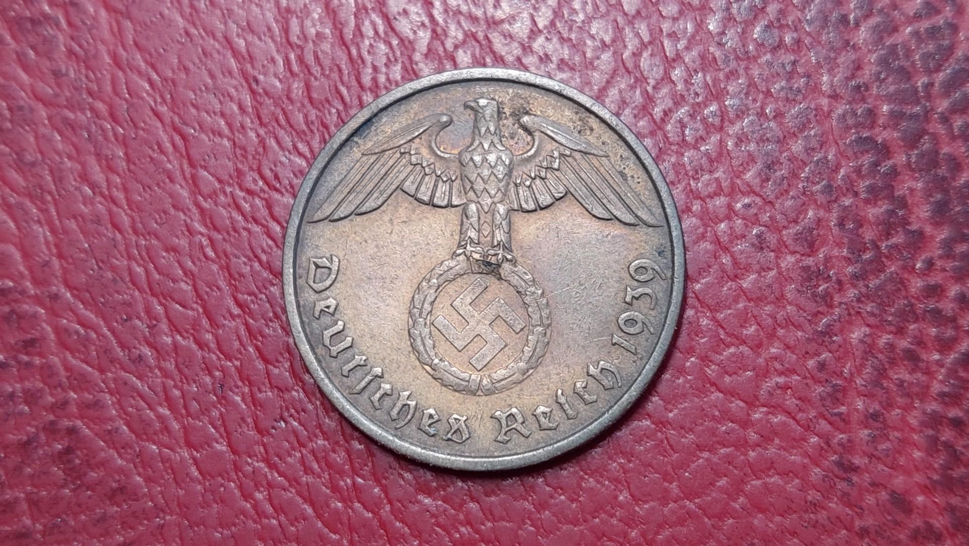 Trečiasis Reichas 2 reichspfenigai, 1939F KM# 90