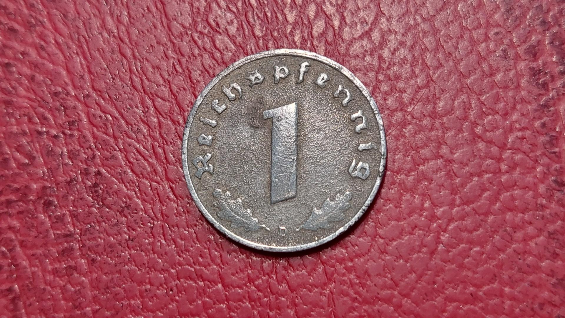 Trečiasis Reichas 1 reichspfenigas, 1940D KM# 97