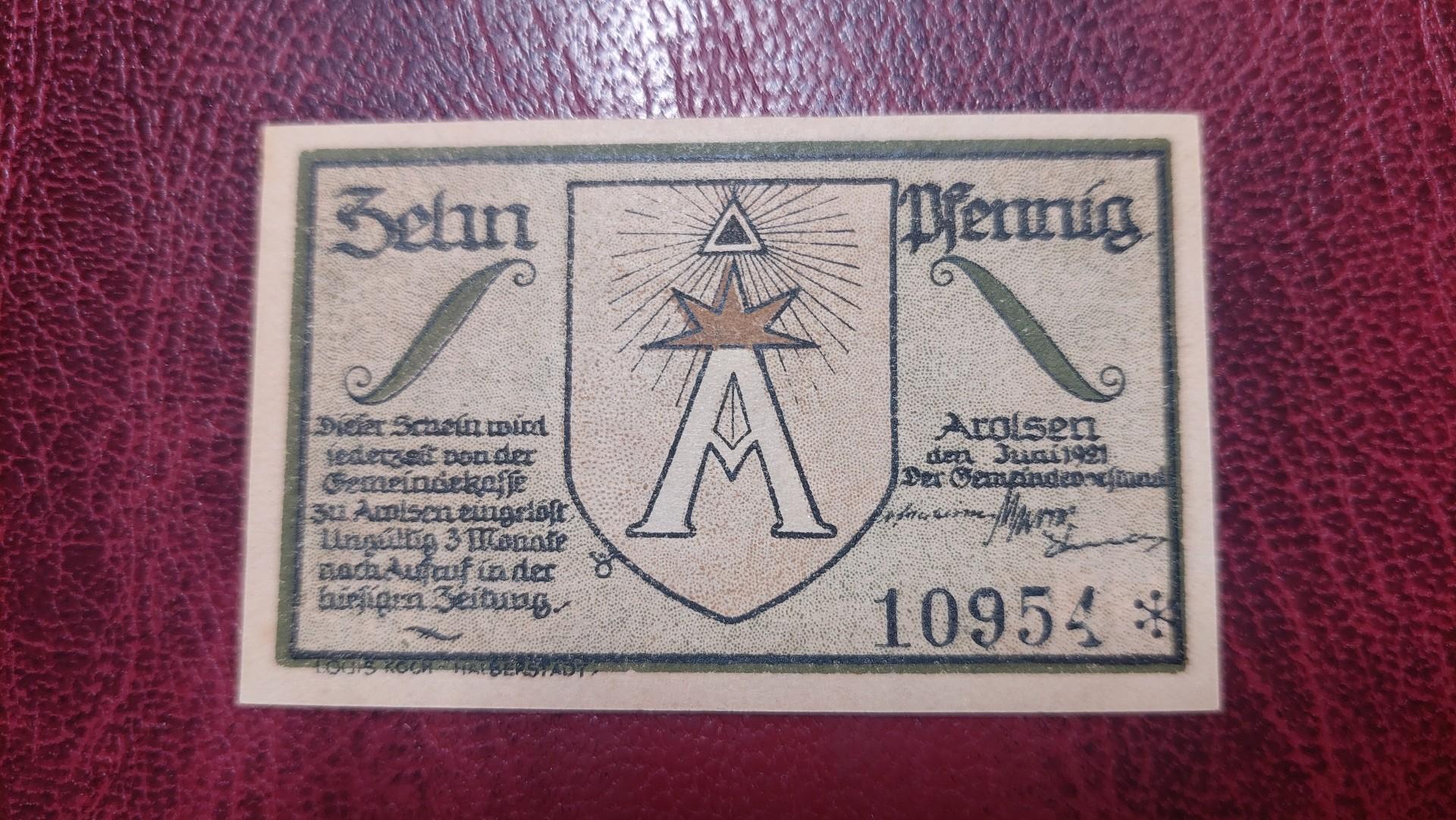 10 Pfennig 1921.06 Arolsen Notgeld Vokietija