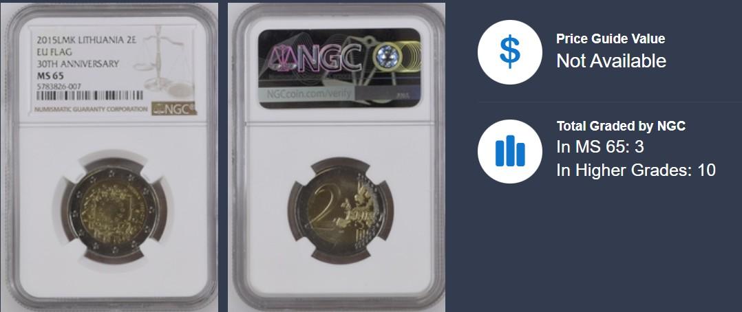 2 eur. Vėliava NGC MS 65