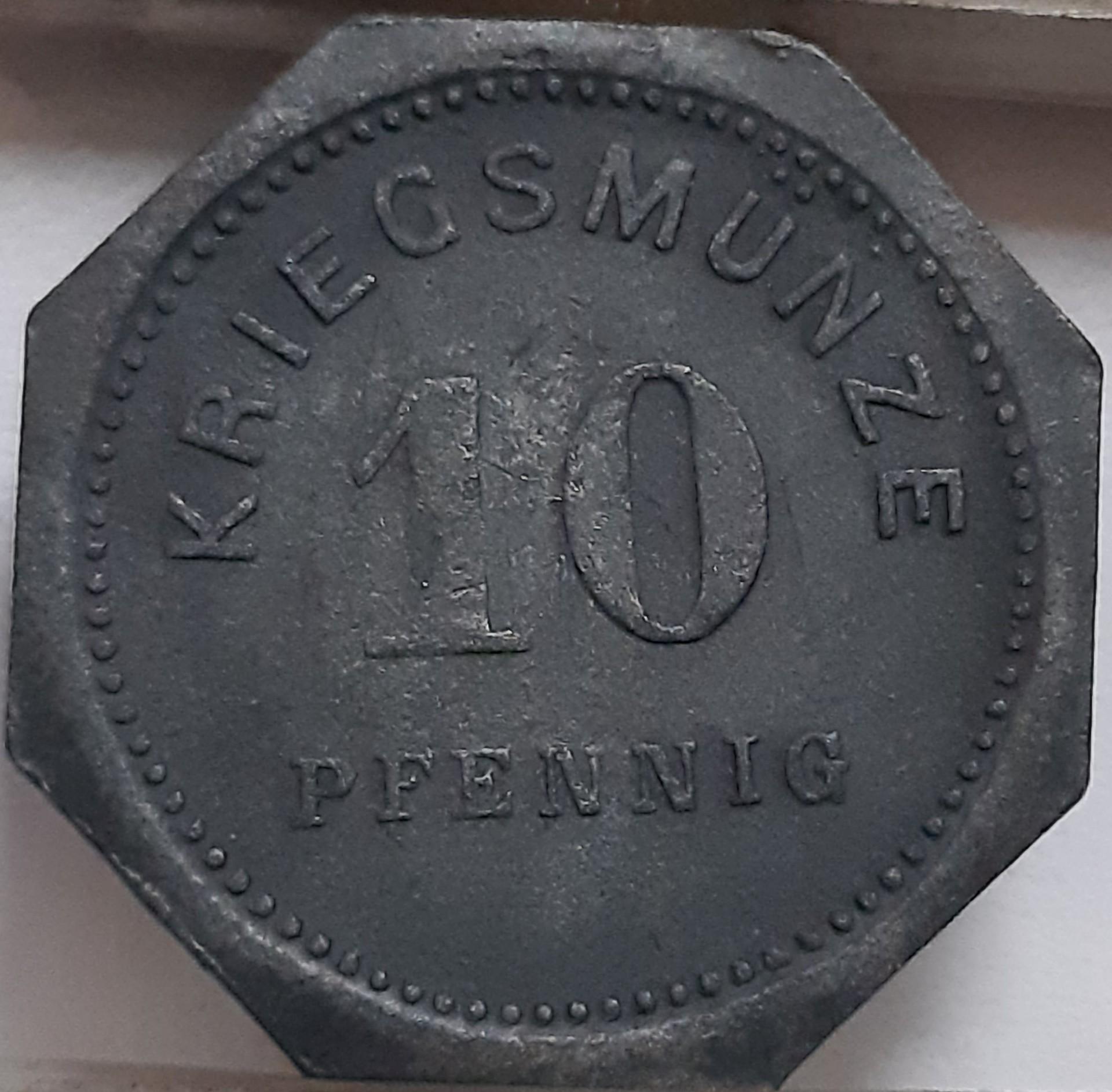 Vokietija - Benshaimas 10 Pfenigų 1917 N#28384 (5130)