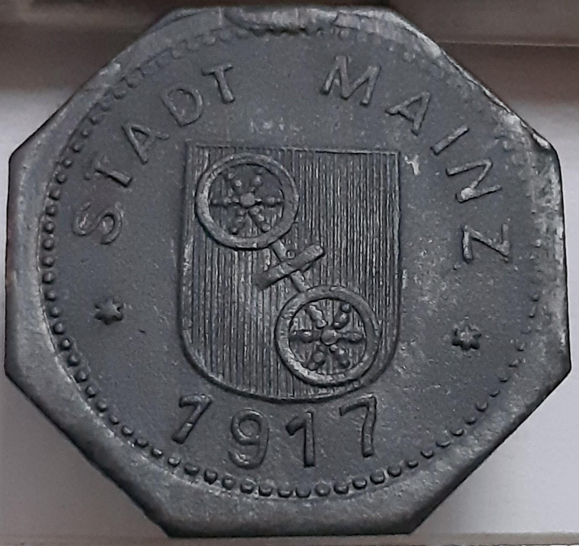 Vokietija - Mainz 5 Pfenigai 1917 N#25198 su klaida (5131)