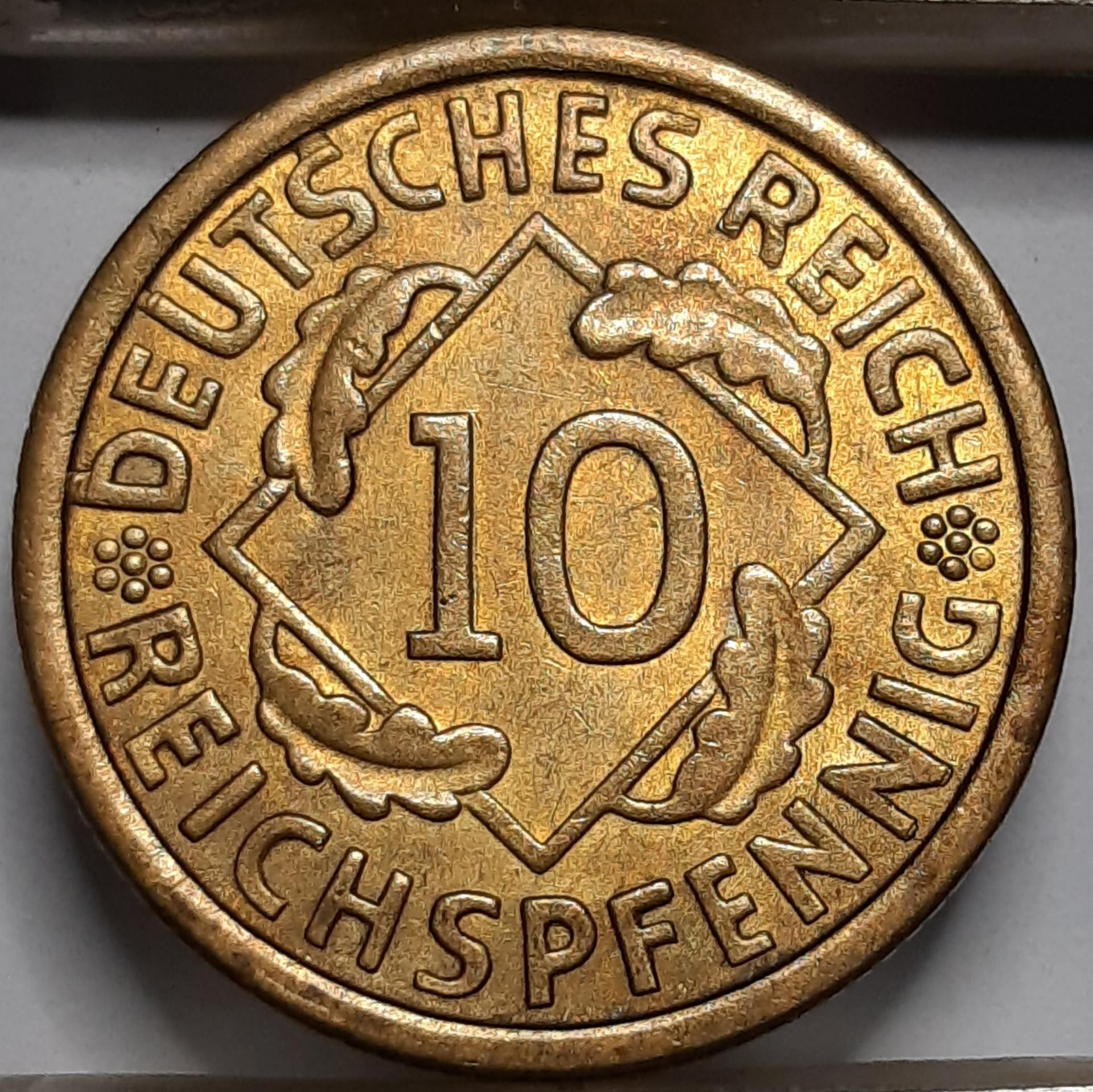 Vokietija 10 Reichspfenigų 1924 J KM#40 (5104)