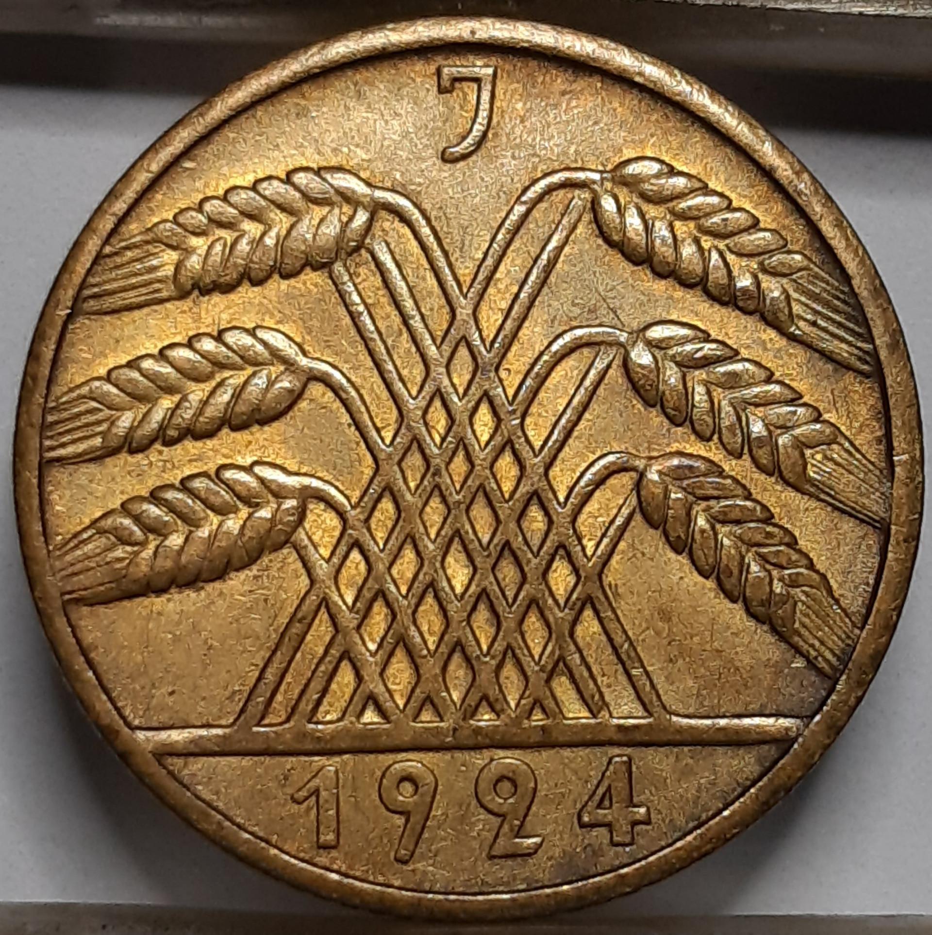 Vokietija 10 Reichspfenigų 1924 J KM#40 (5104)