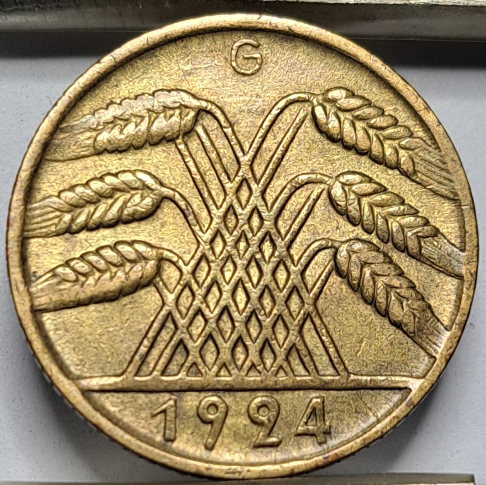 Vokietija 10 Reichspfenigų 1924 G KM#40 (5105)