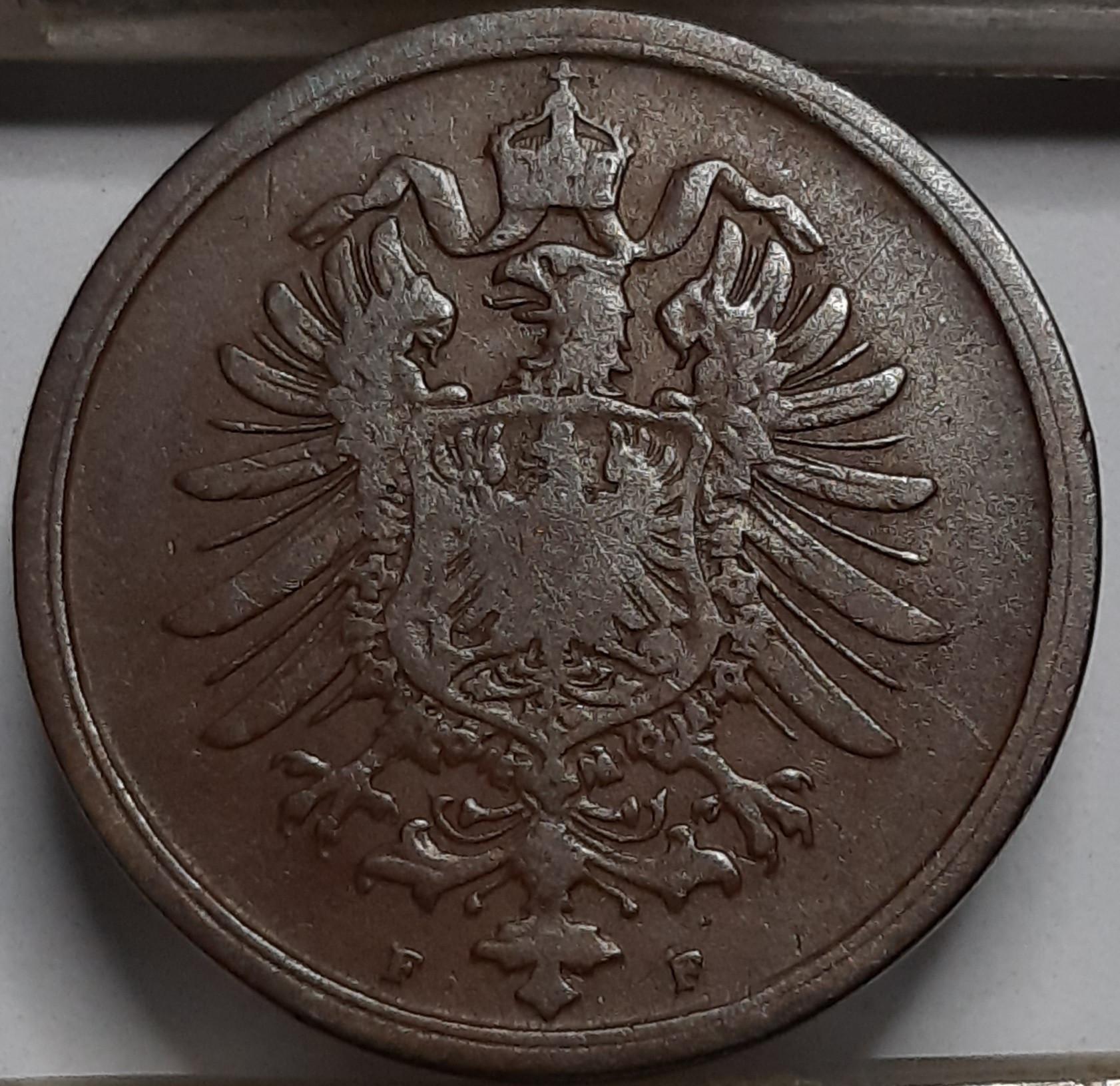 Vokietija 2 Pfenigai 1876 F KM#2 Varis (5118)