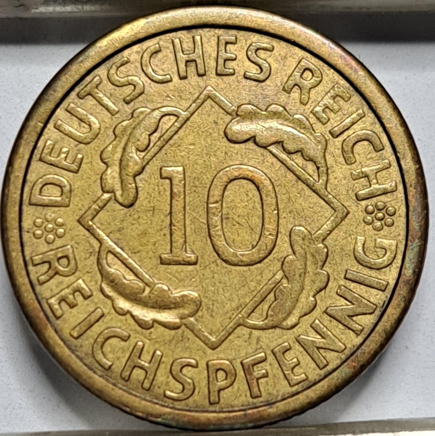 Vokietija 10 Reichspfenigų 1924 A KM#40 (5106)