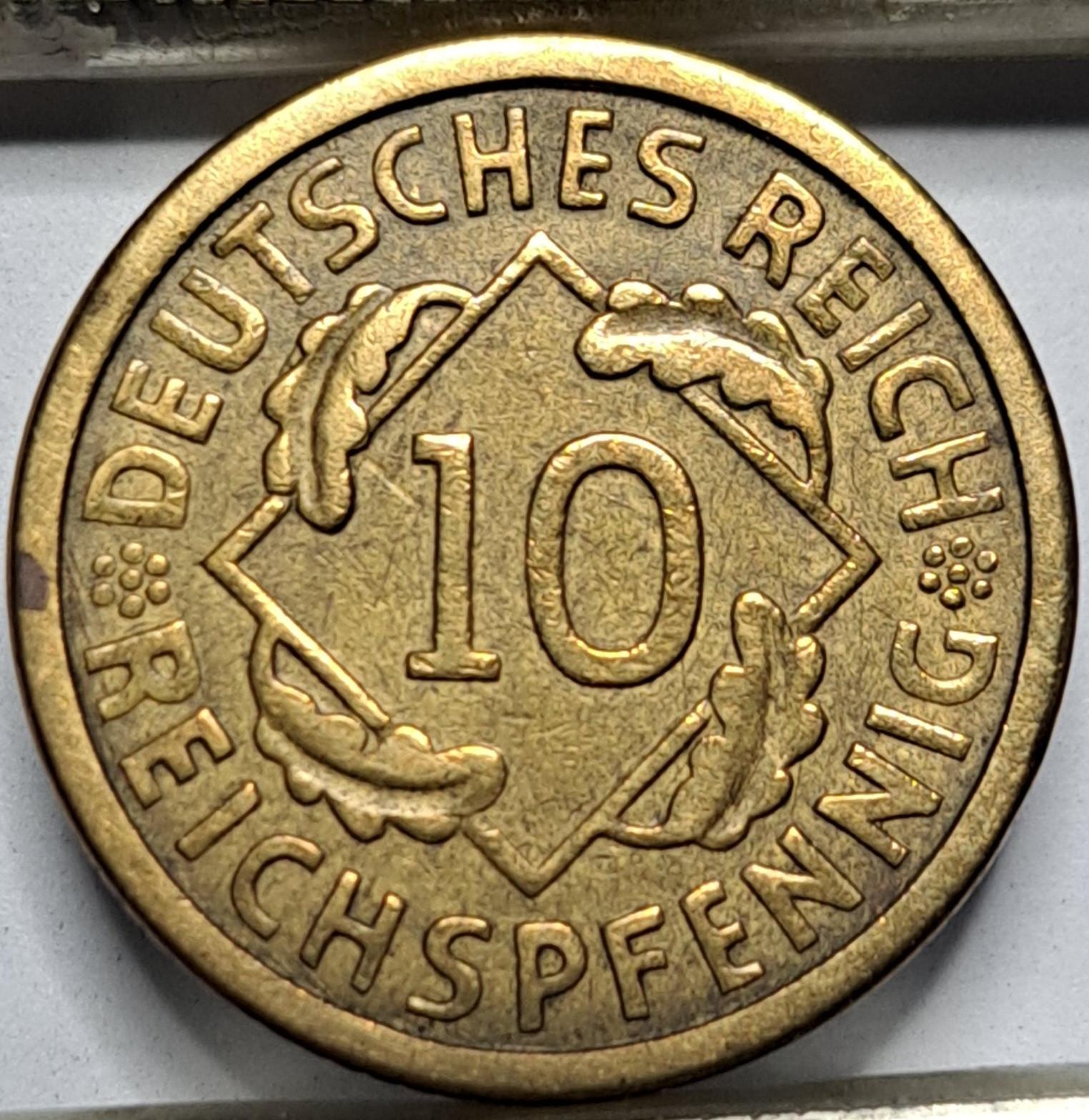 Vokietija 10 Reichspfenigų 1924 E KM#40 (5107)