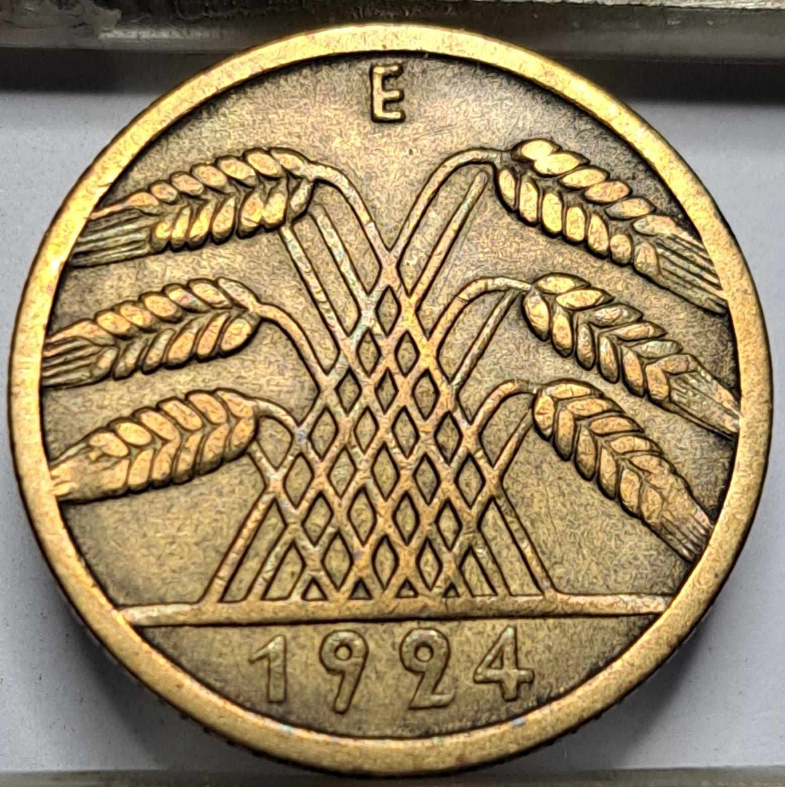 Vokietija 10 Reichspfenigų 1924 E KM#40 (5107)