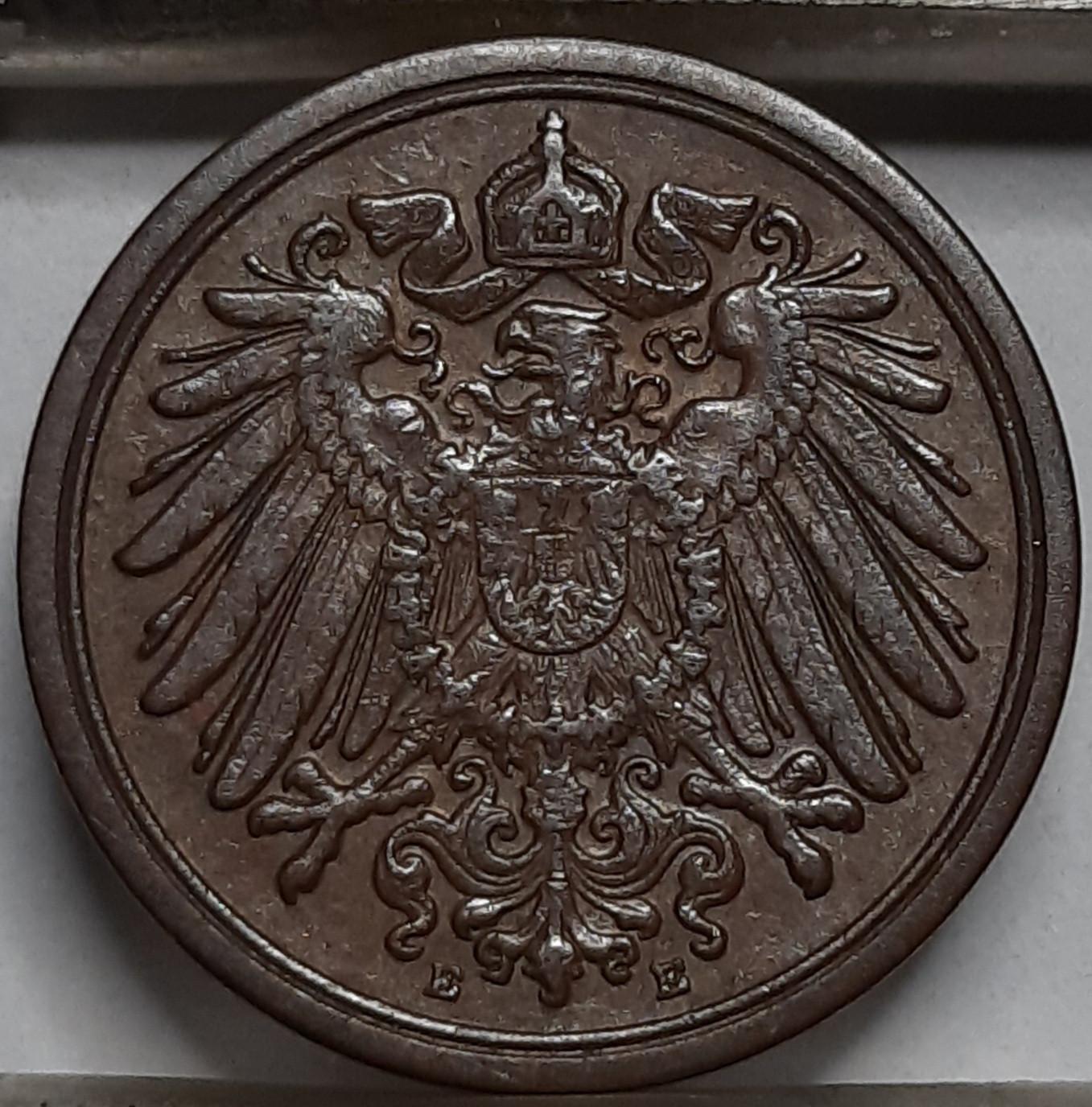 Vokietija 1 Pfenigas 1915 E KM#10 Varis (5137) 