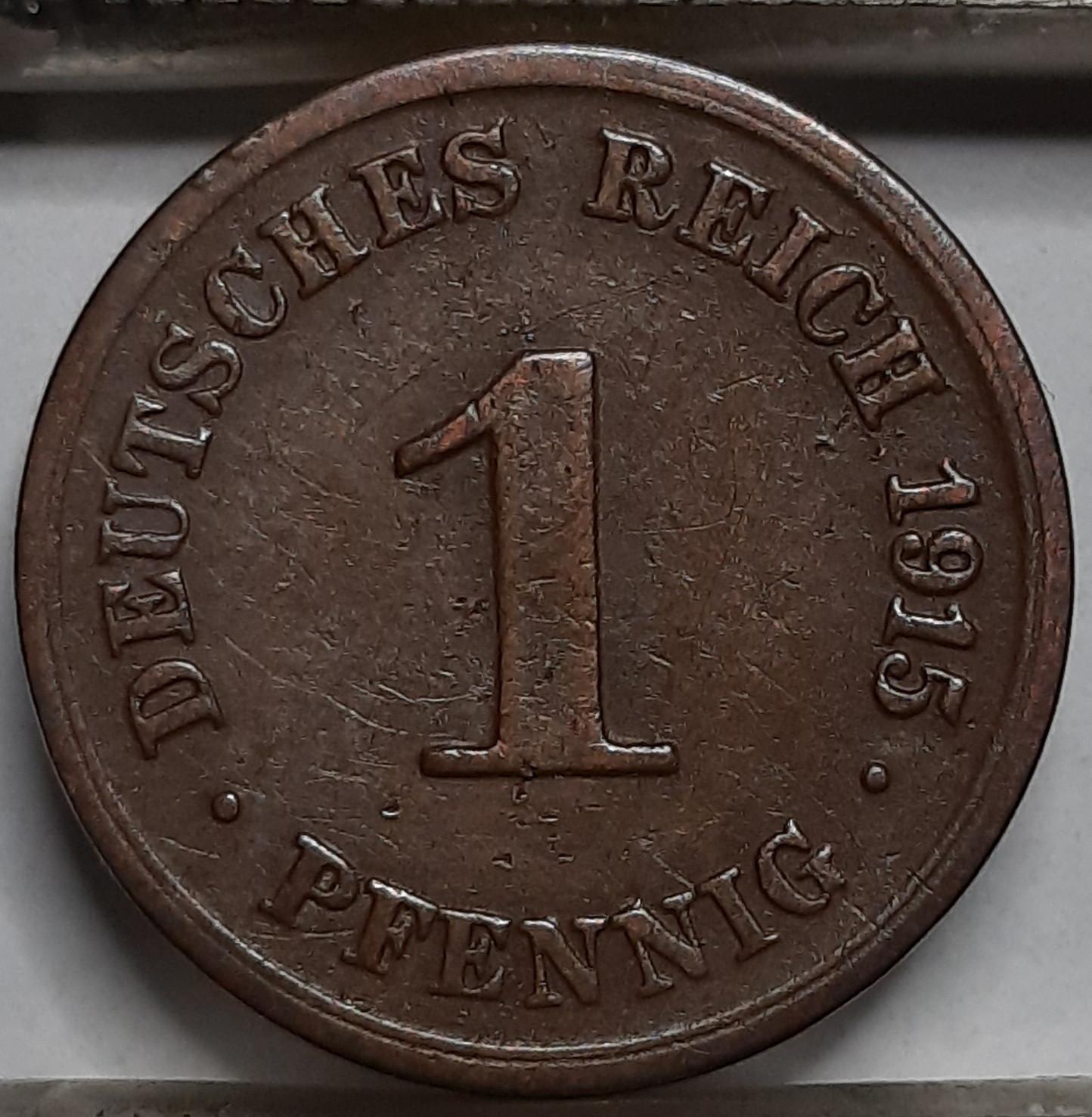 Vokietija 1 Pfenigas 1915 G KM#10 Varis (5136)