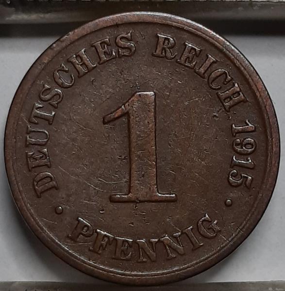 Vokietija 1 Pfenigas 1915 G KM#10 Varis (5136)