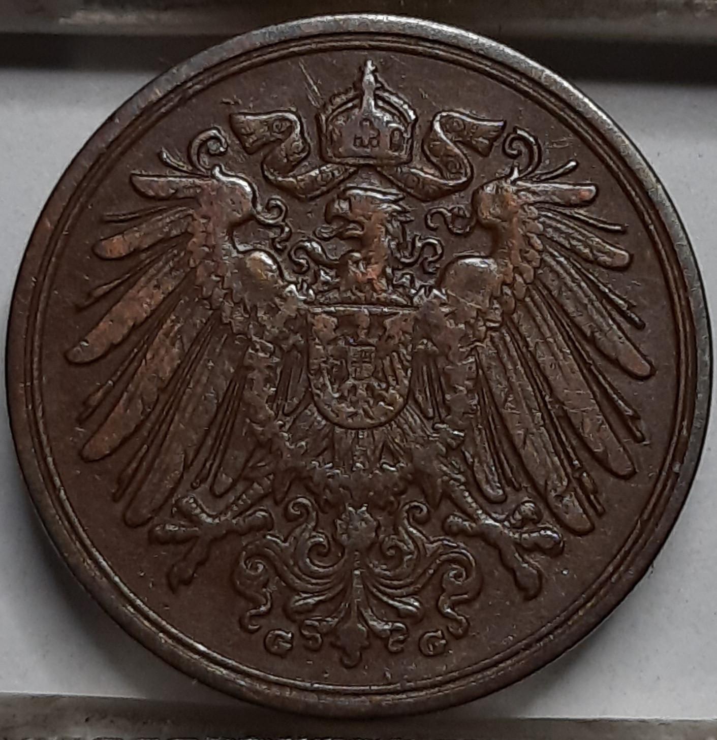 Vokietija 1 Pfenigas 1915 G KM#10 Varis (5136)