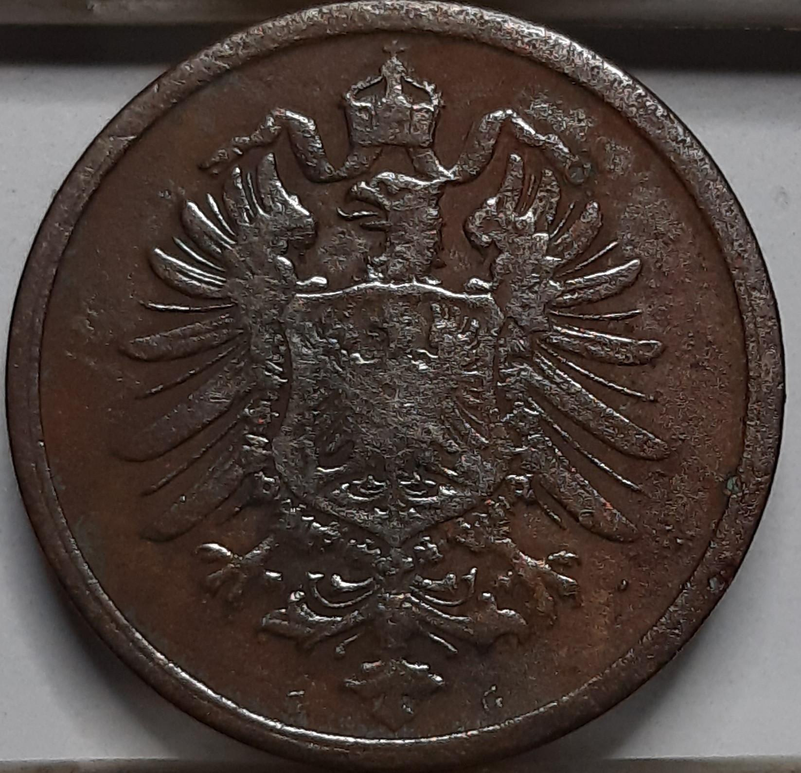 Vokietija 2 Pfenigai 1876 G KM#2 Varis (5123)