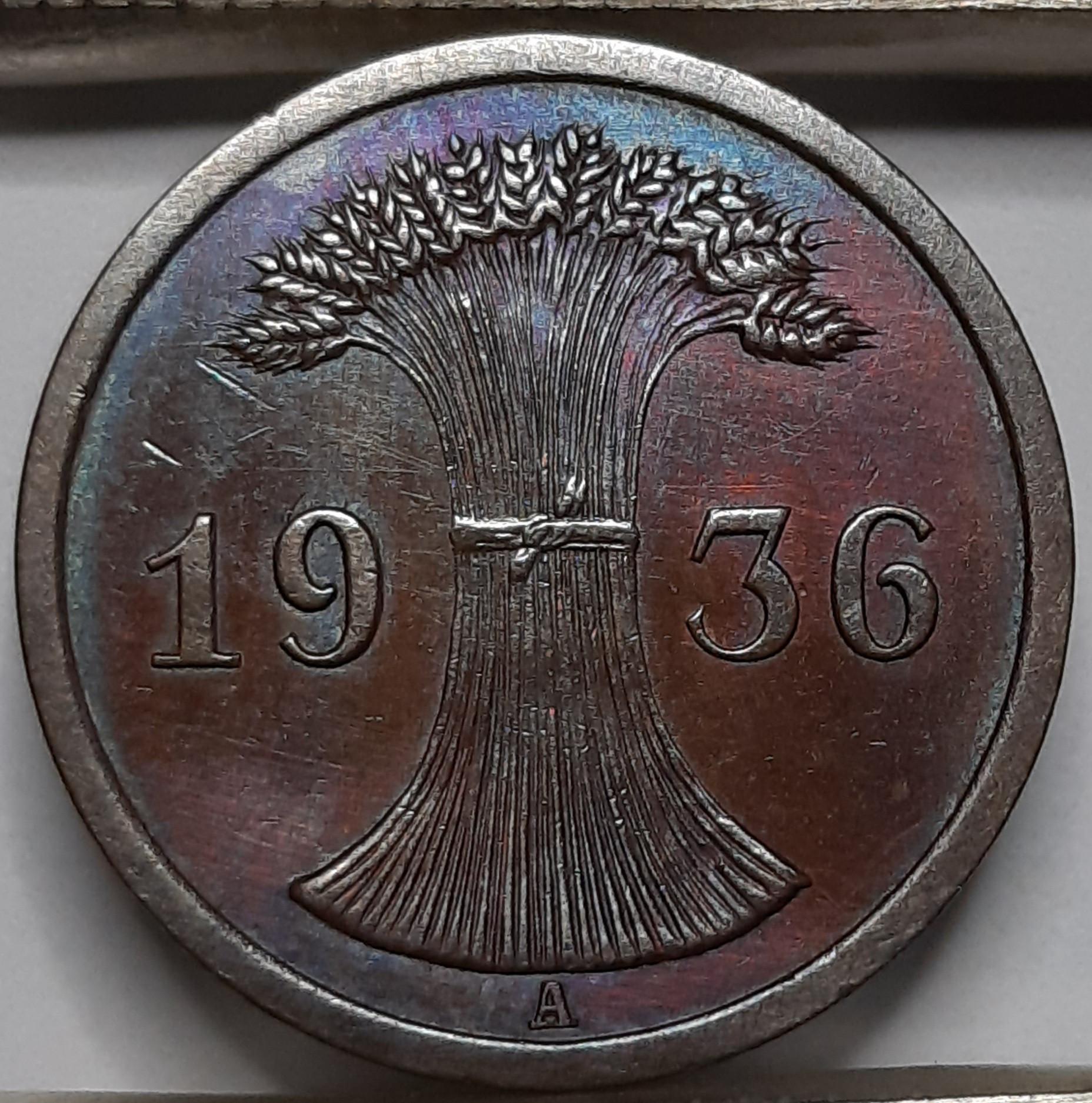 Vokietija 2 Reichspfenigai 1936 A KM#38 (5085)