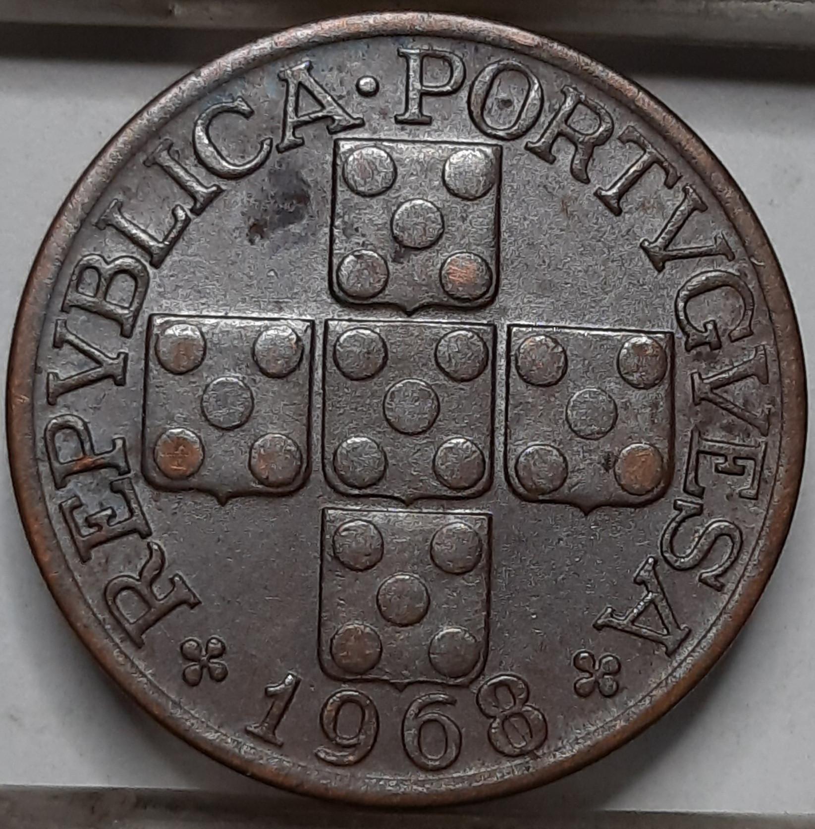 Portugalija 20 Sentavų 1968 KM#584 Bronza (5176) 