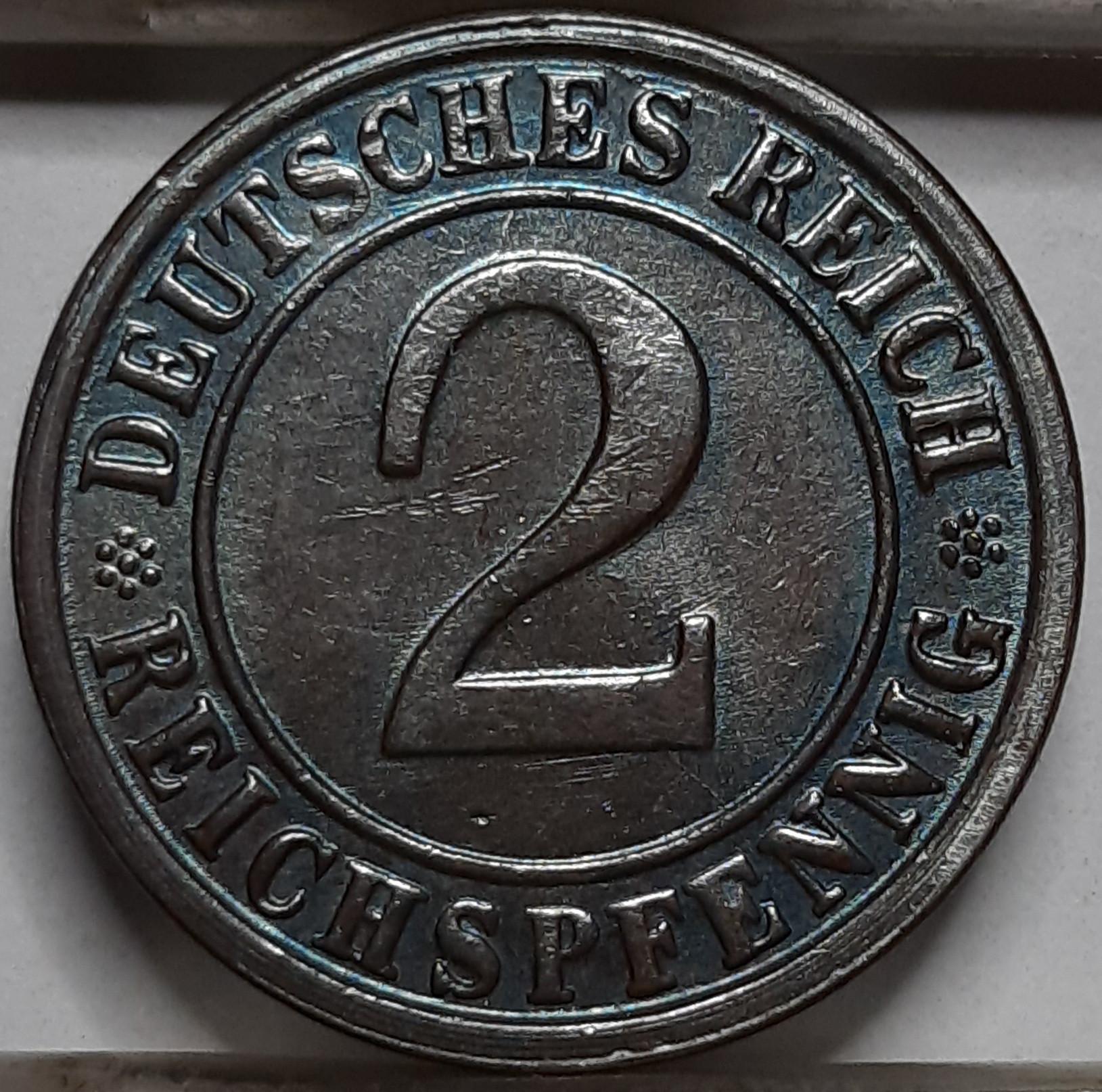 Vokietija 2 Reichspfenigai 1925 G KM#38 (5159) 
