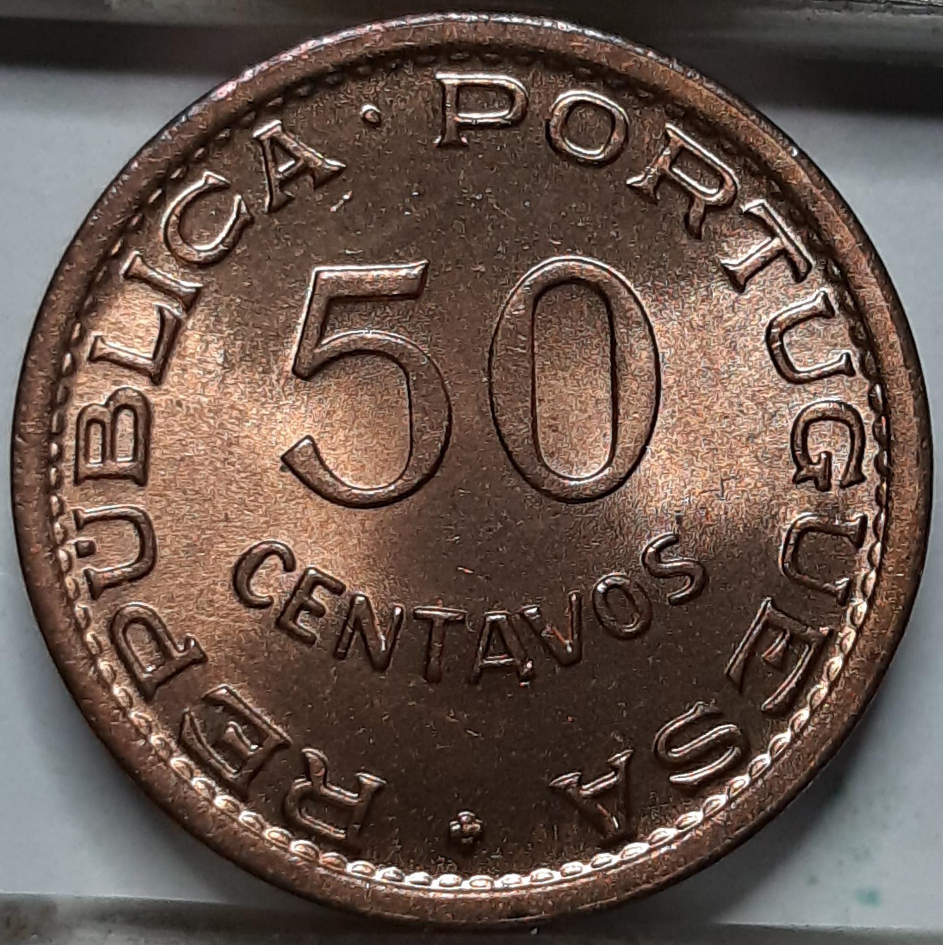 Angola 50 Sentavų 1958 KM#75 Bronza (5147) 