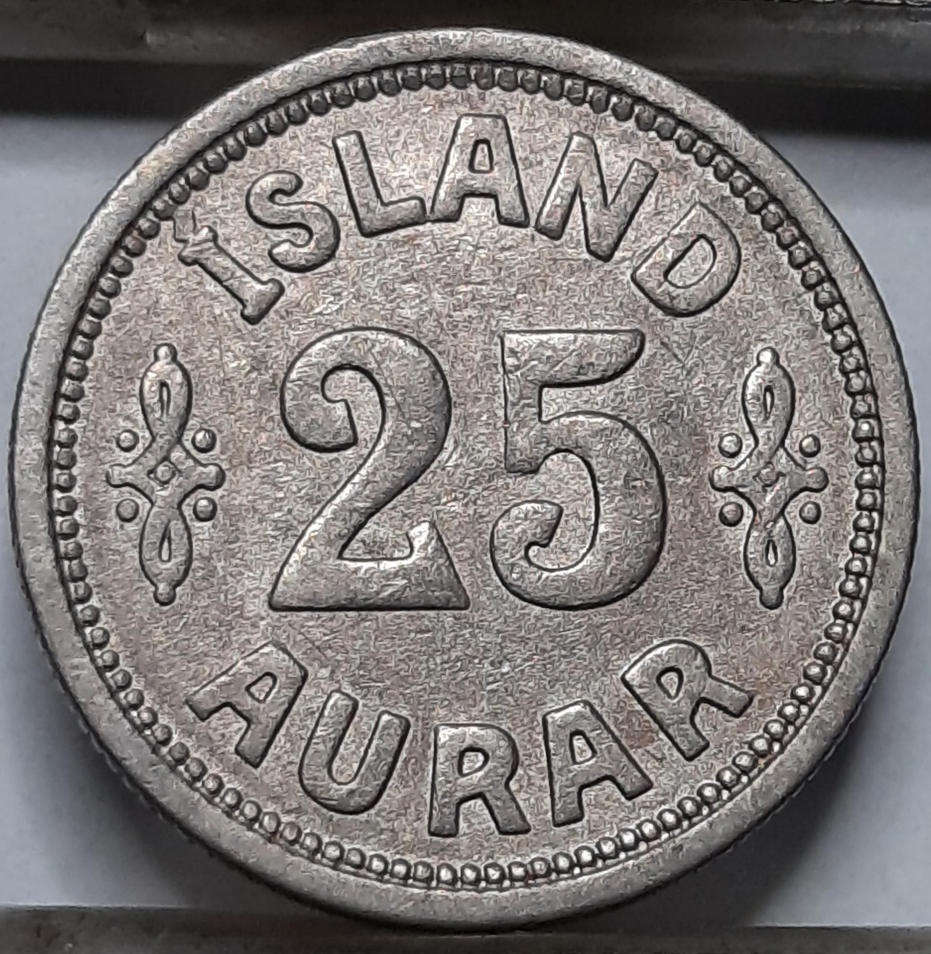 Islandija 25 Eirės 1923 KM#2 (5151) 