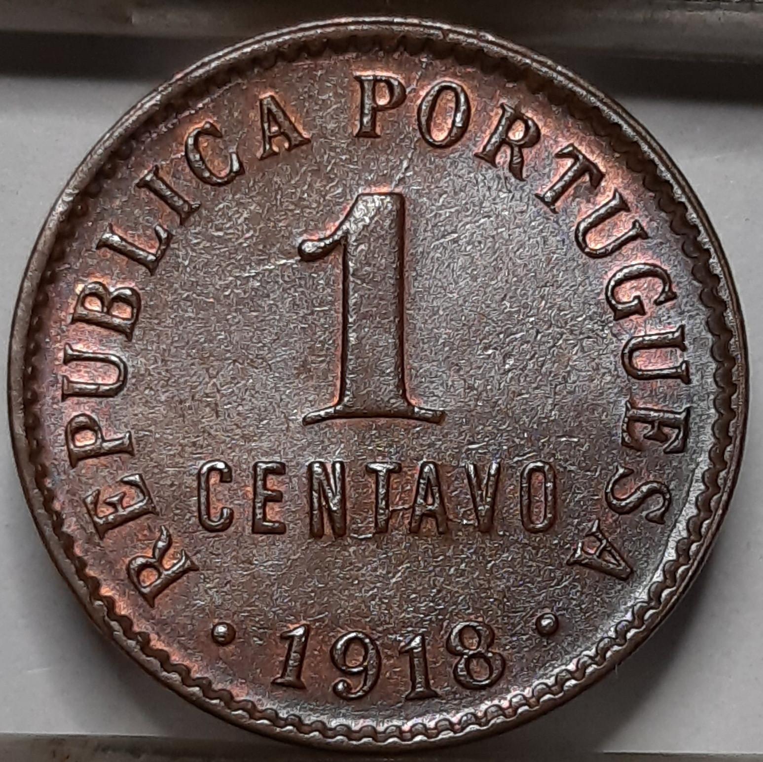 Portugalija 1 Sentavas 1918 KM#565 Bronza (5161) 