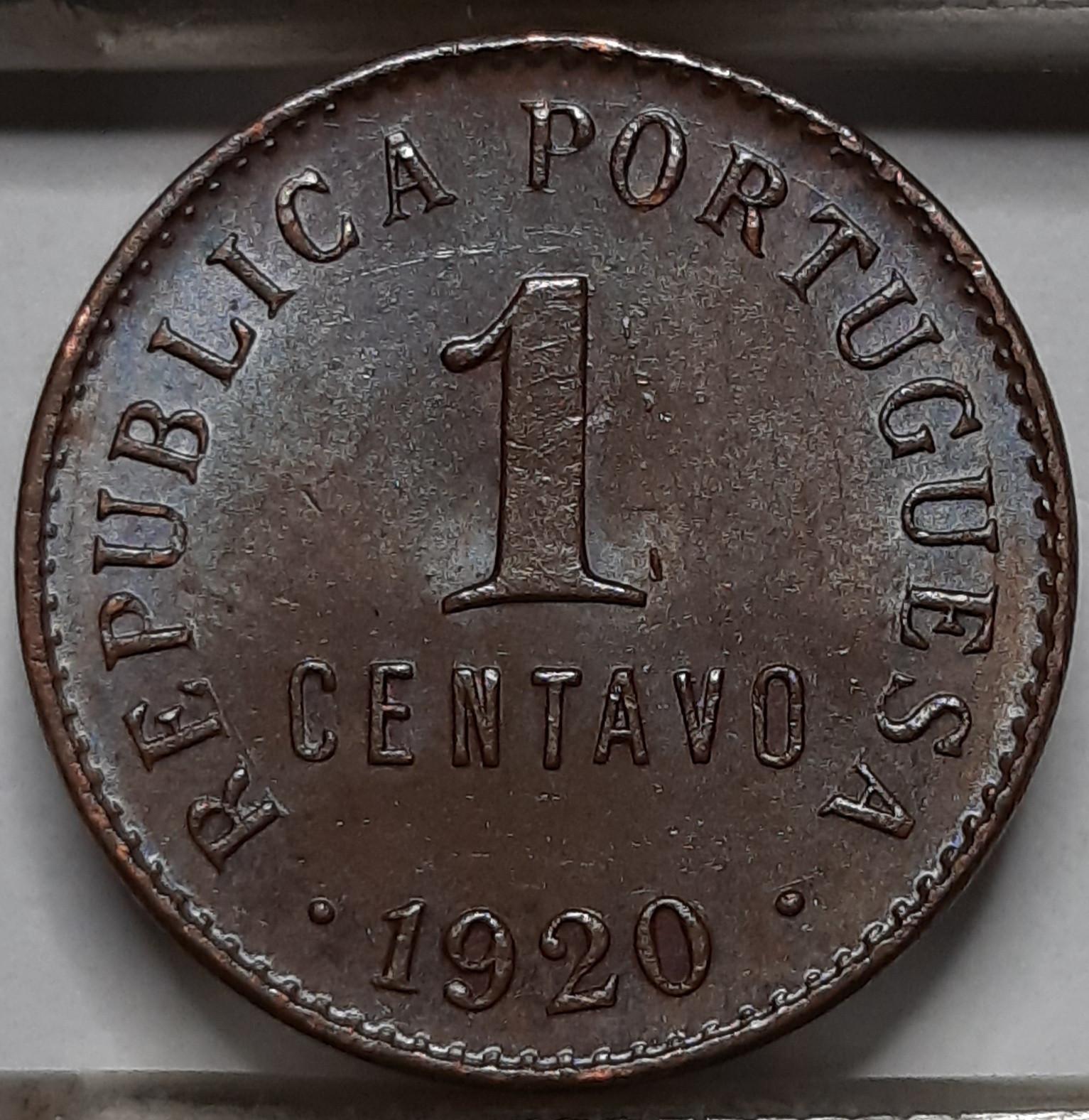 Portugalija 1 Sentavas 1920 KM#565 Bronza (5162)